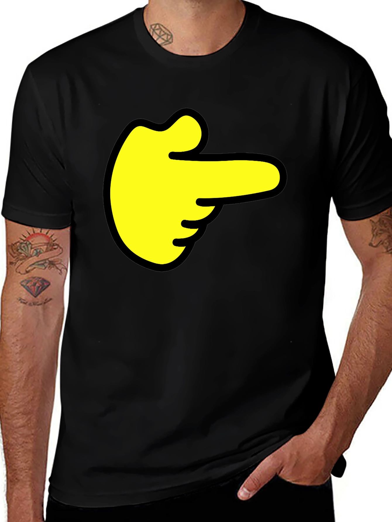 Variant 29 of Pointing Hand Graphic T-Shirt - Bold Black Tee