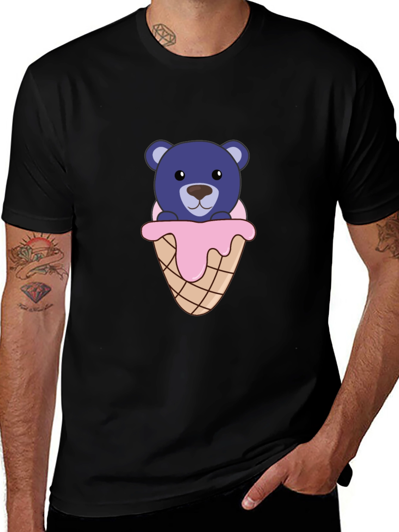 Variant 12 of Cute Bear Ice Cream Cone Graphic Tee