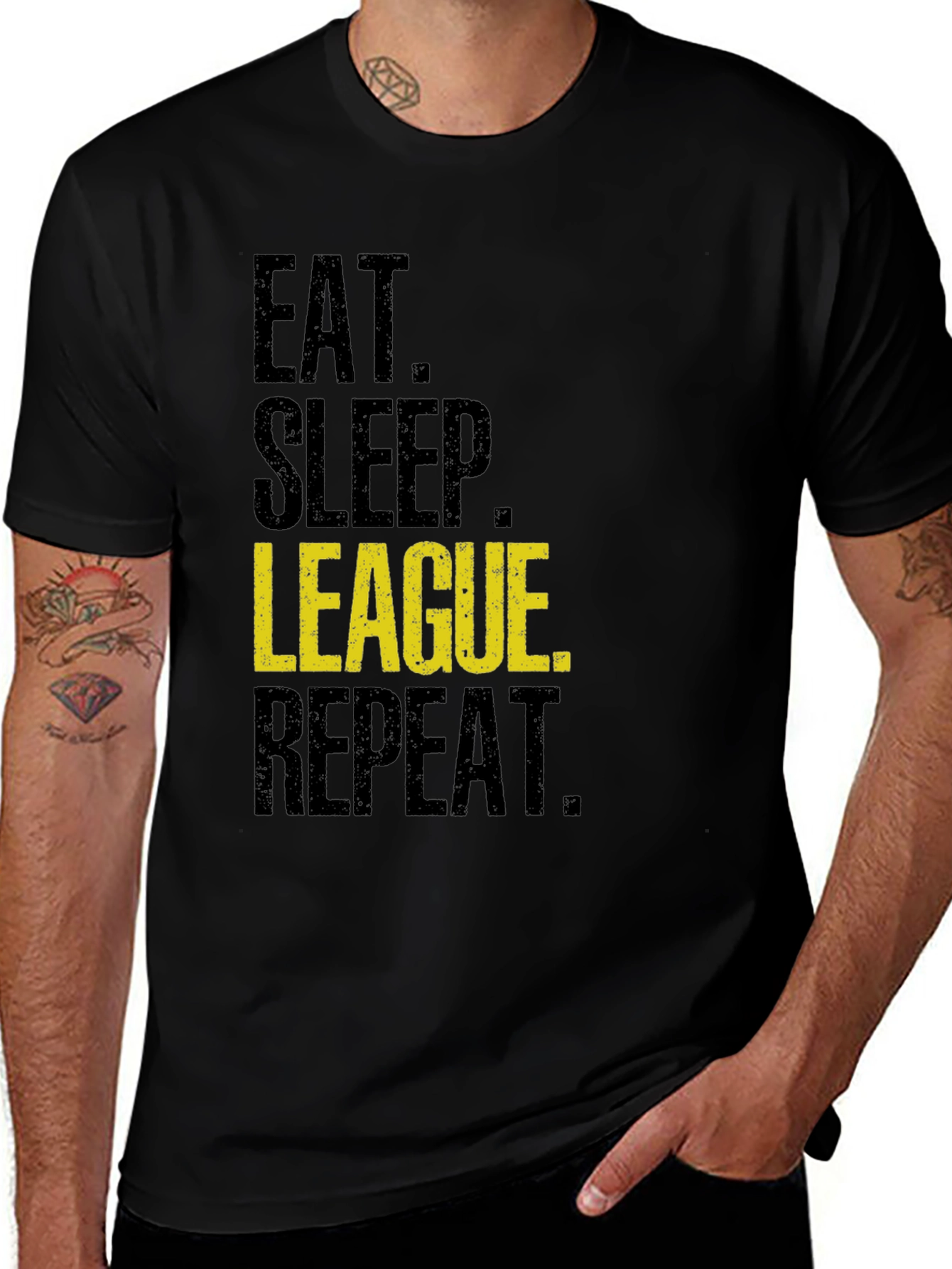 Variant 8 of Eat Sleep League Repeat T-Shirt - Gaming Apparel