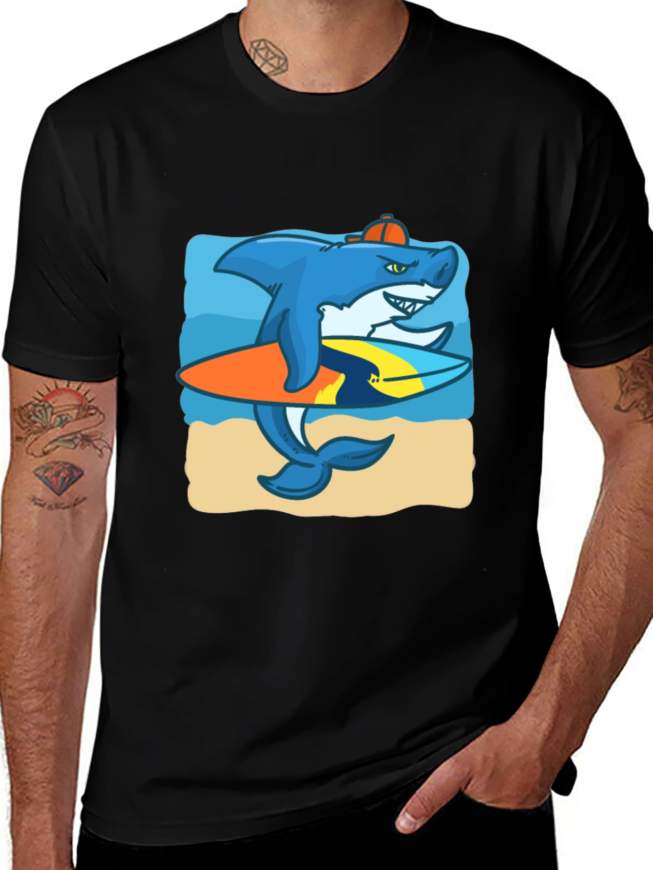 Variant 5 of Surfing Shark Graphic Tee