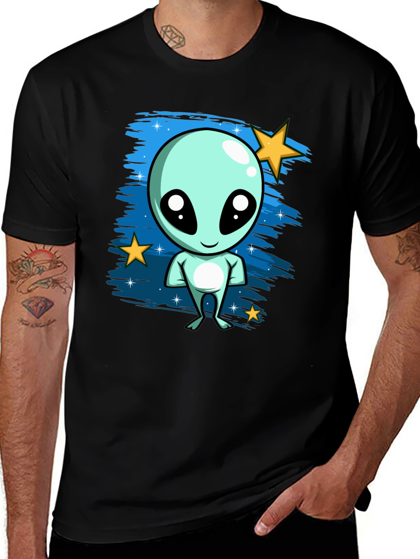 Variant 24 of Alien Graphic Print Black T-Shirt