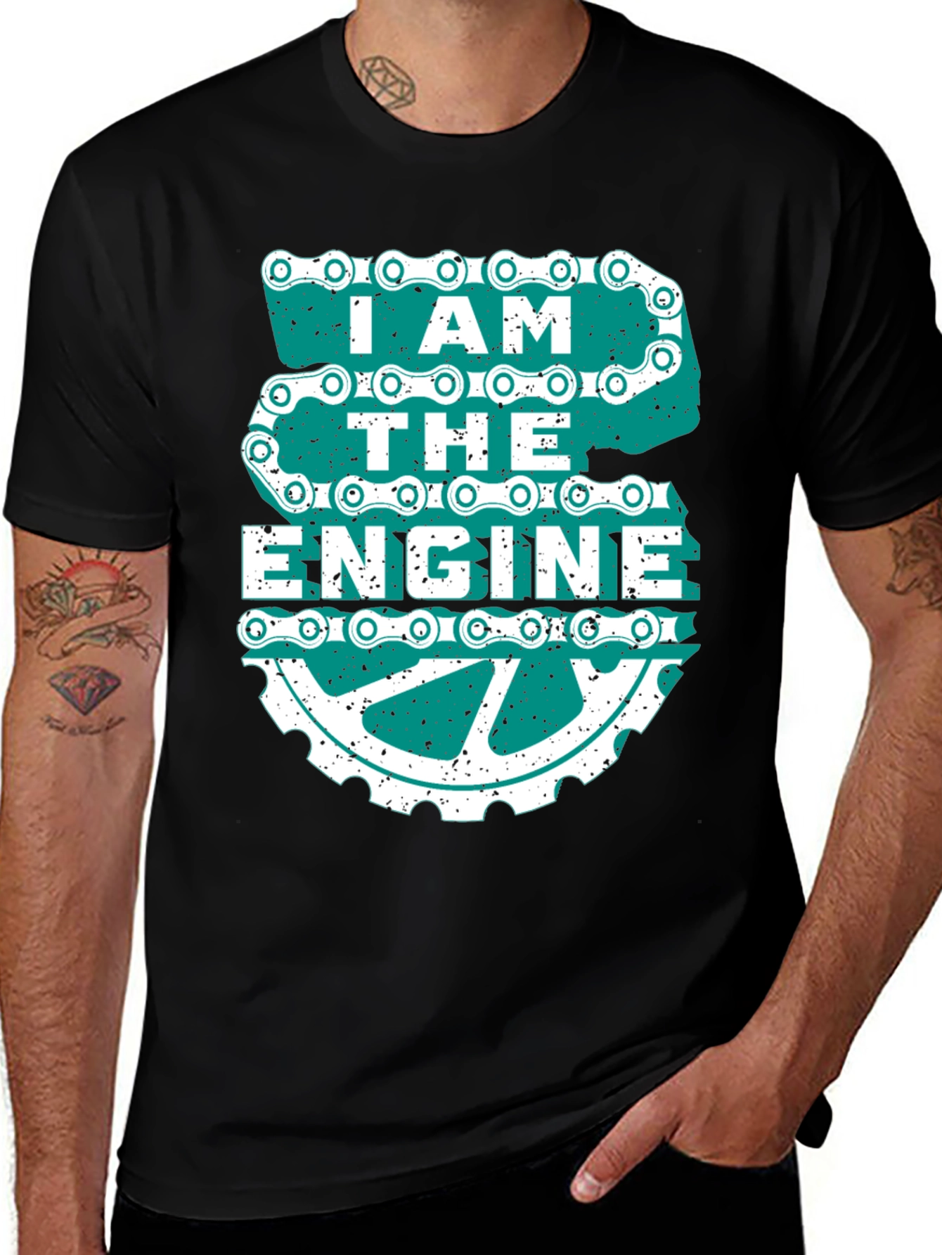 Variant 26 of I AM THE ENGINE Graphic Tee - Black Cotton Blend