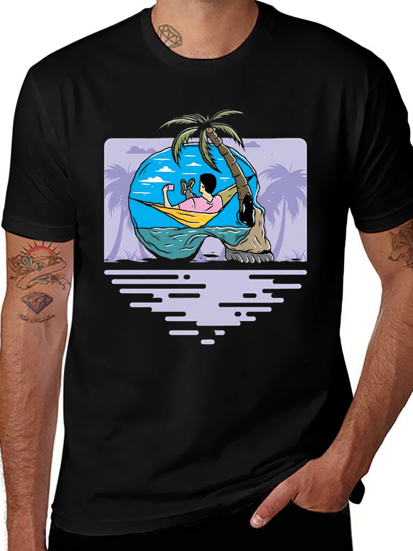 Variant 14 of Skull Beach Graphic T-Shirt - Relaxing Vibes