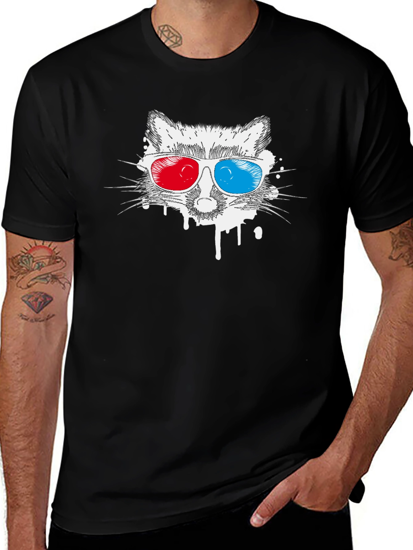 Variant 10 of Cool Raccoon 3D Glasses Graphic T-Shirt