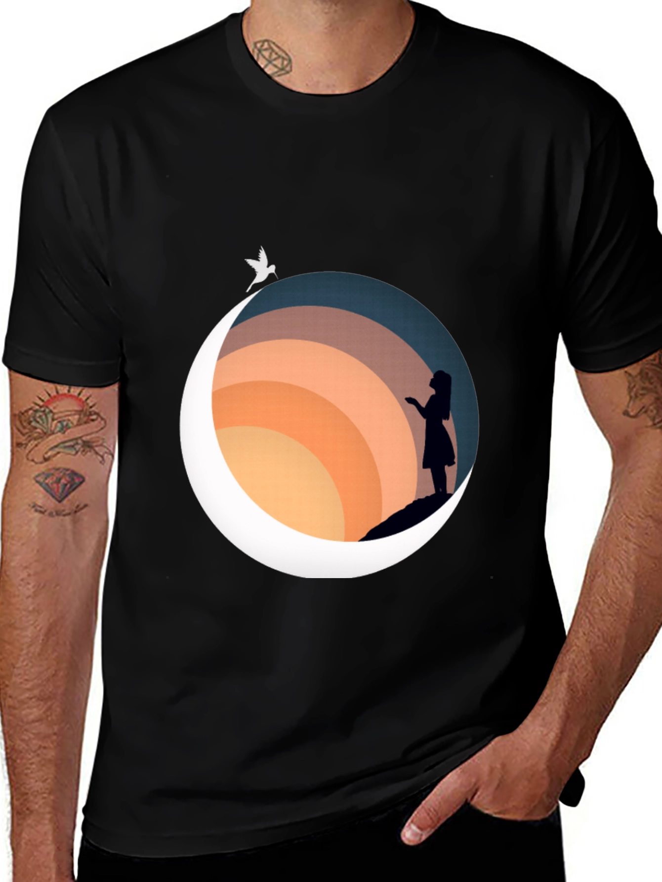 Variant 10 of Nature Silhouette Graphic Tee - Black