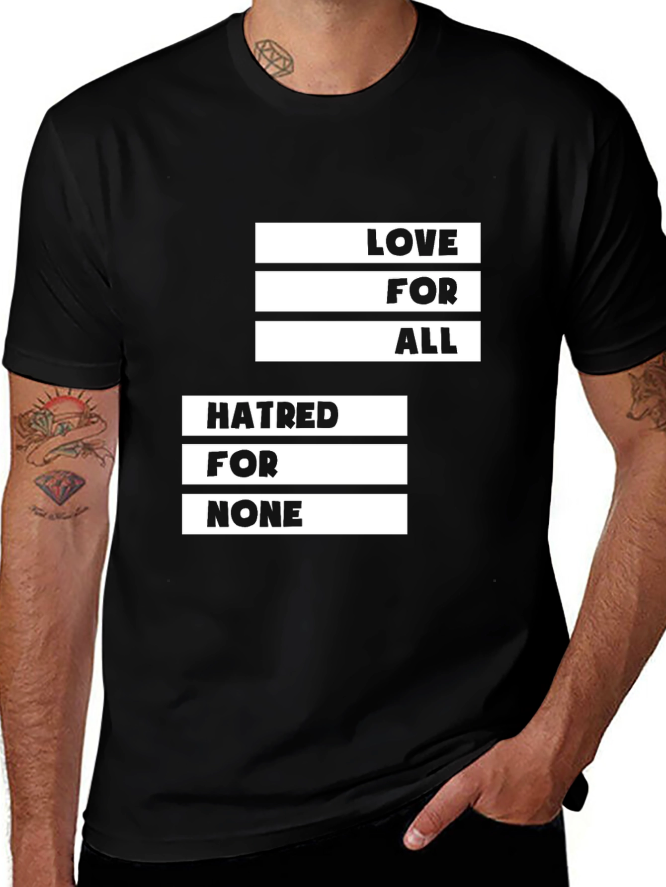 Variant 19 of Love for All Hatred for None Black Graphic T-Shirt