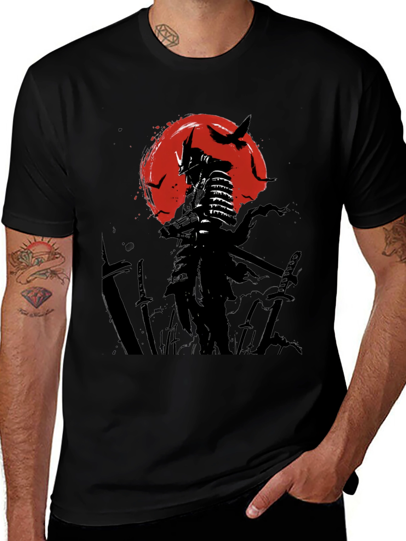 Variant 12 of Samurai Warrior Graphic Tee - Black Cotton T-Shirt