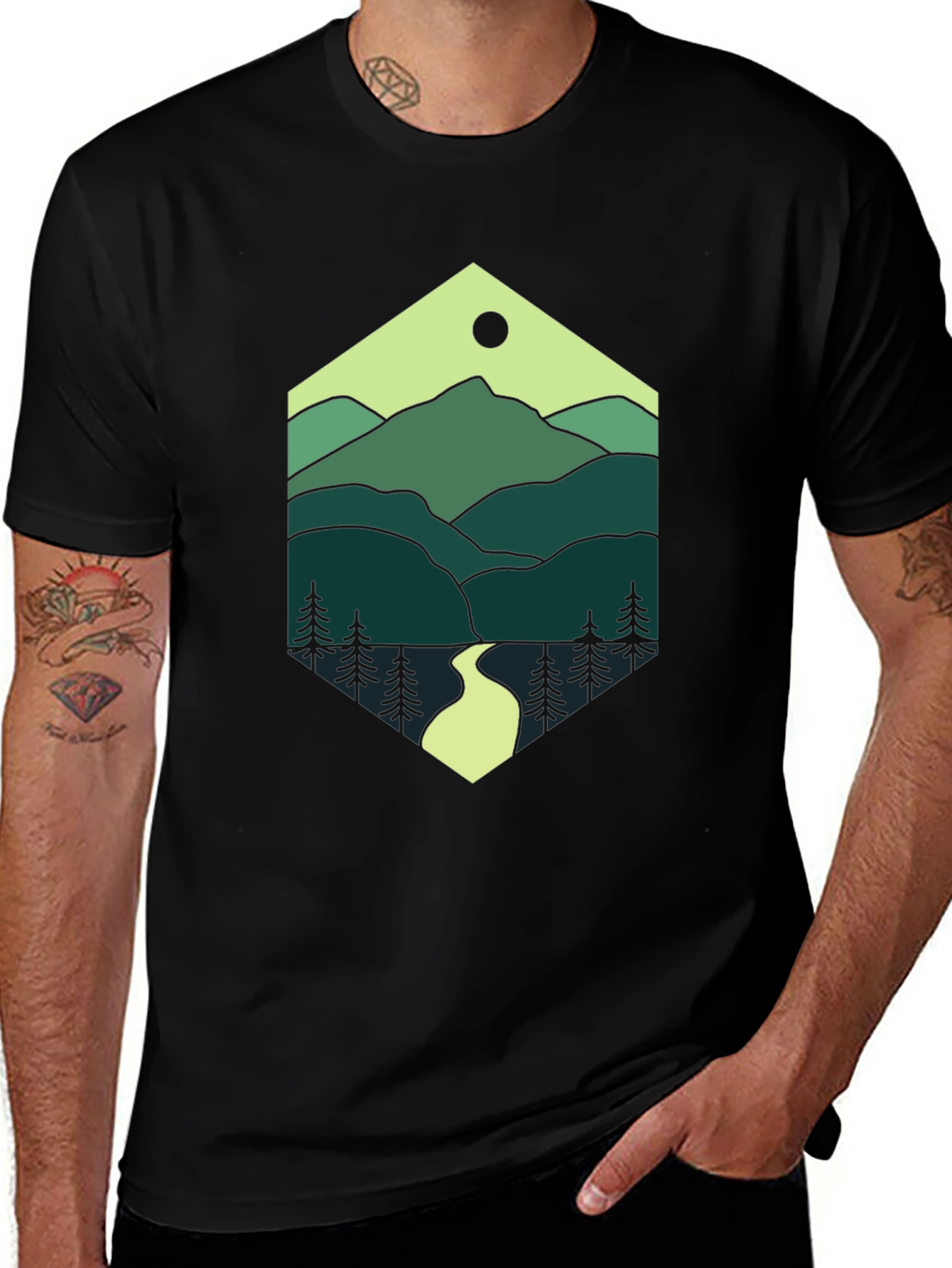Variant 22 of Nature Hexagon Tee - Mountain Graphic T-Shirt