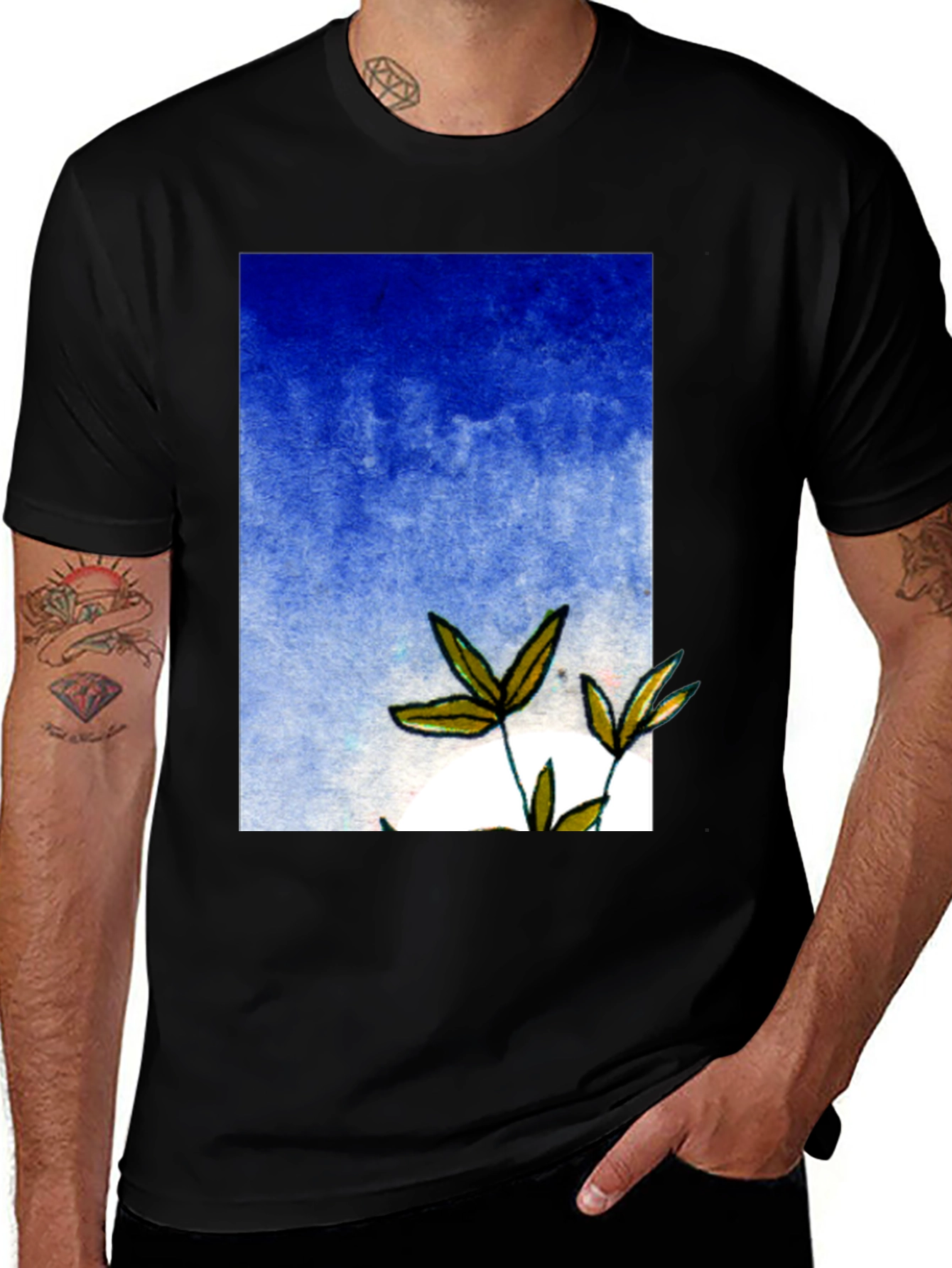 Variant 13 of Nature T-Shirt - Blue Sky, Green Leaves