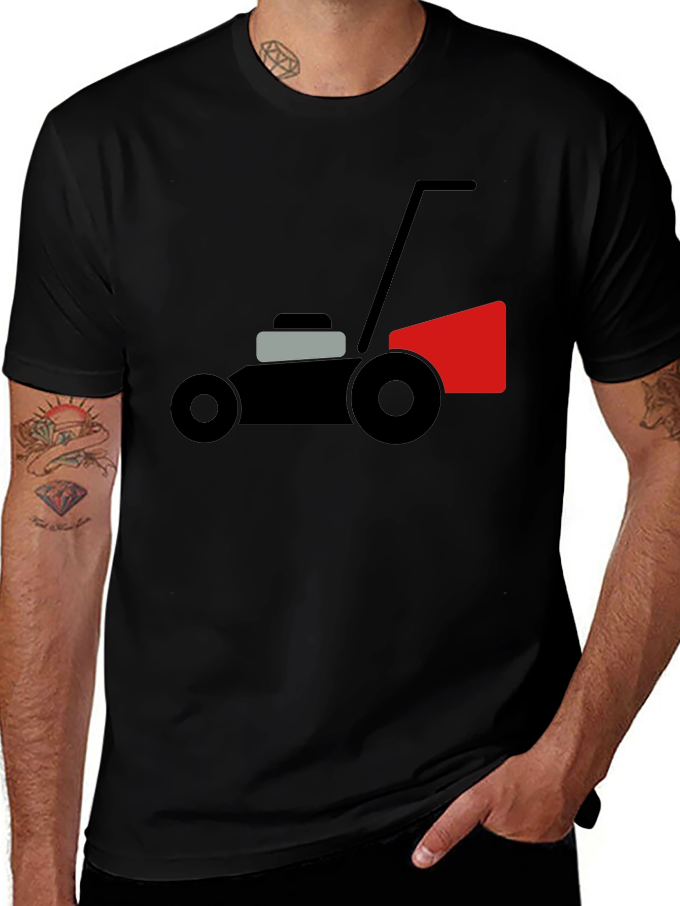 Variant 23 of Lawn Mower Graphic Tee - Black Cotton Comfort