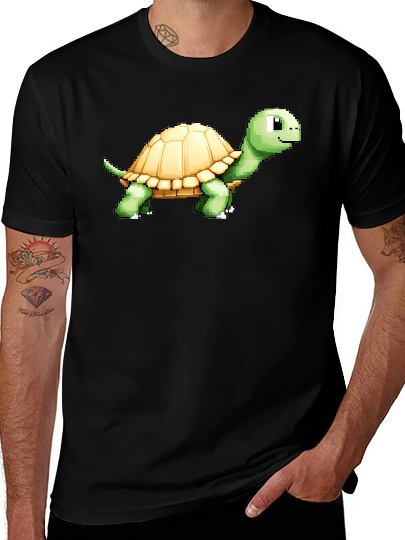 Variant 21 of Pixel Art Turtle Graphic Tee - Cool Black T-Shirt