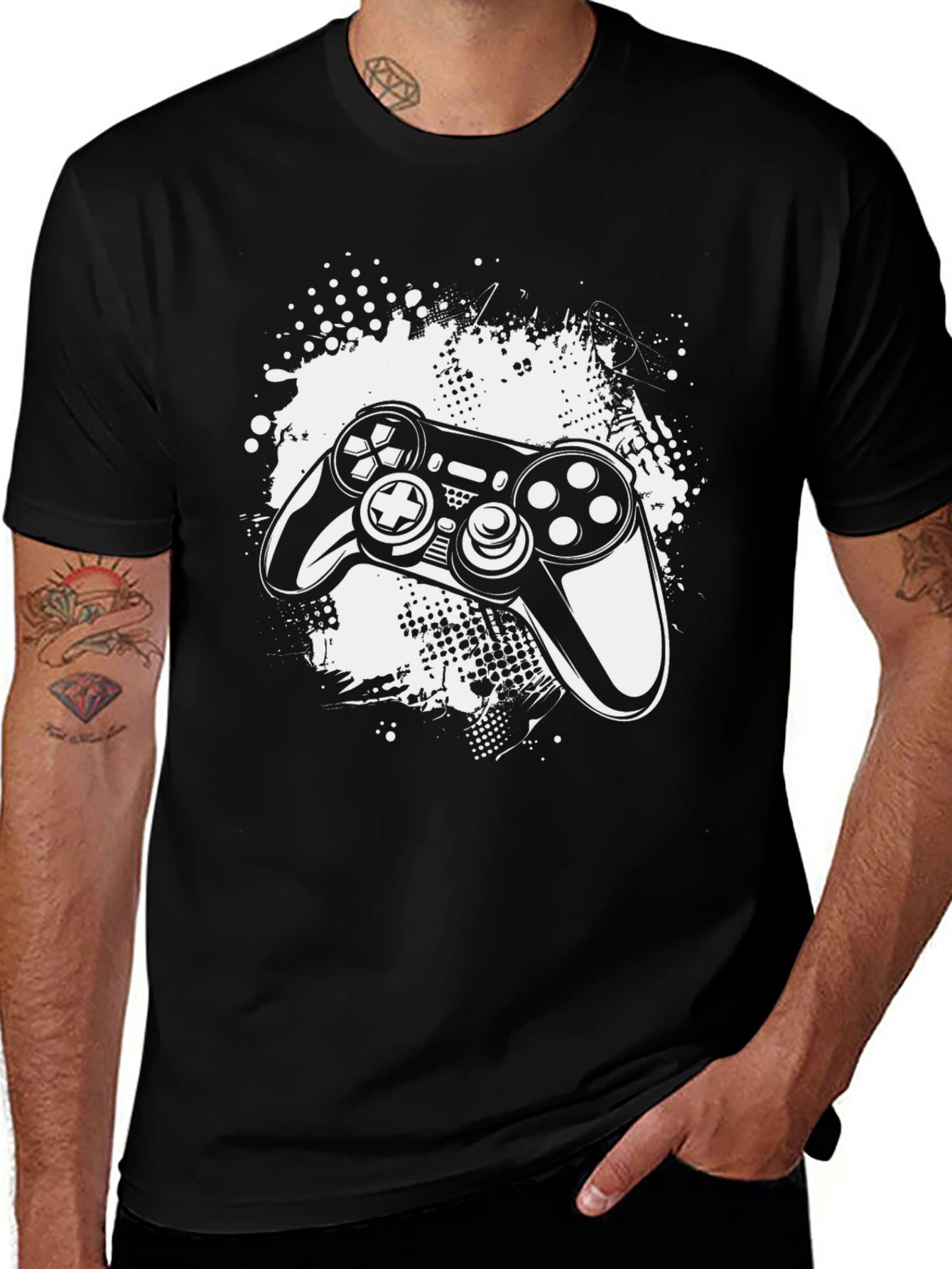 Variant 18 of Gamer T-Shirt: Controller Design, Black Tee