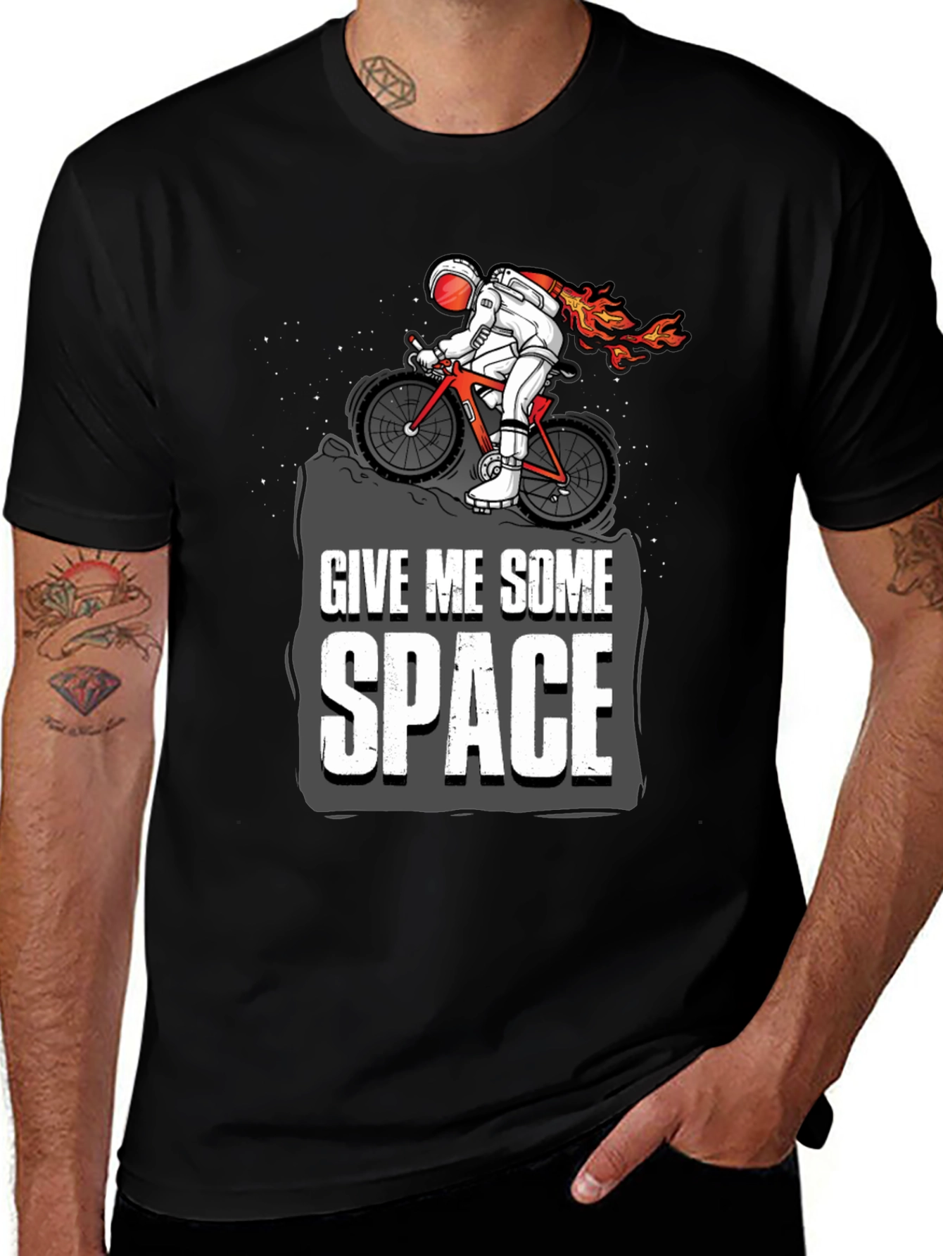 Variant 17 of Give Me Some Space Astronaut Biking Graphic Tee