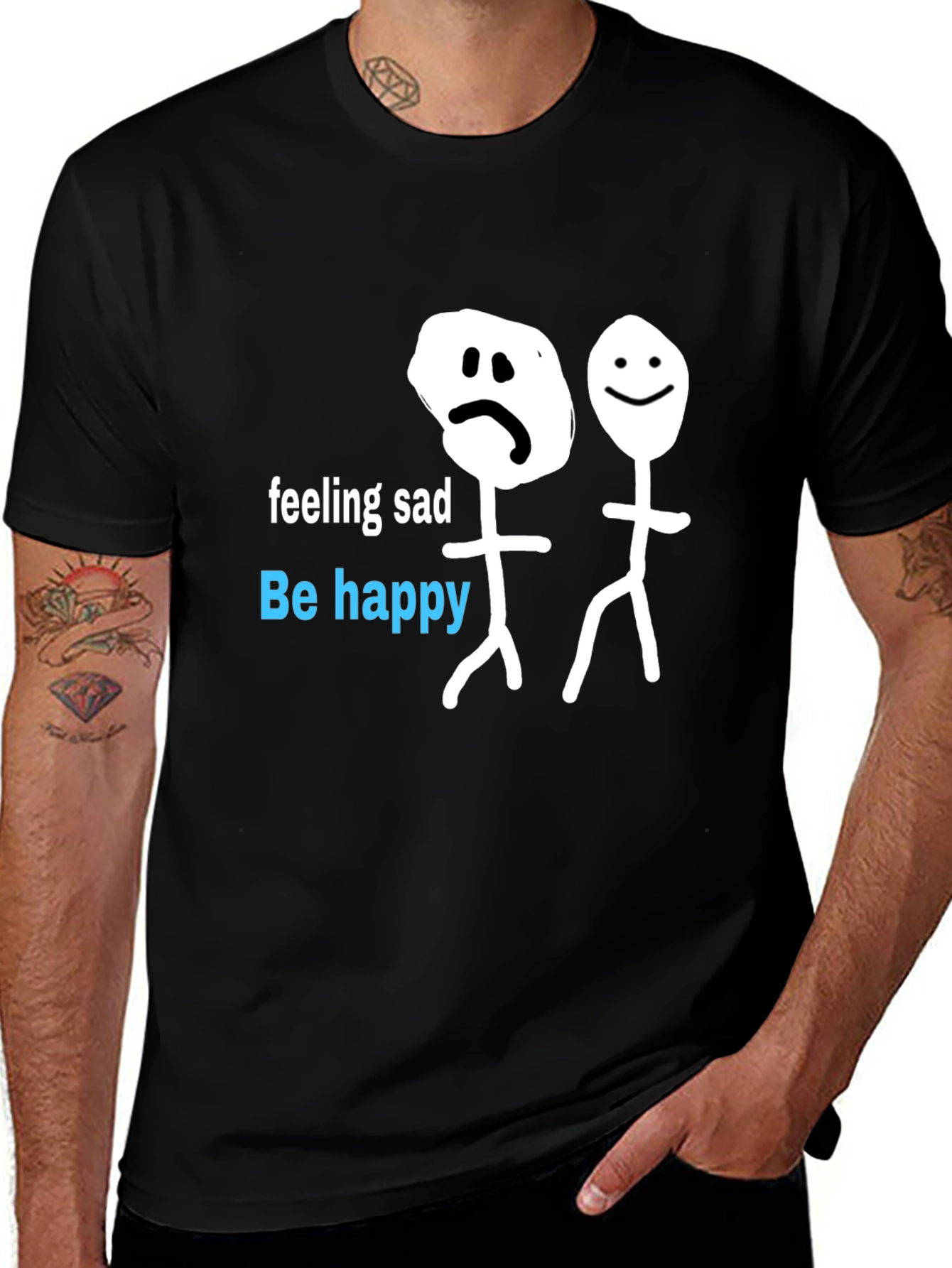 Variant 20 of Be Happy T-Shirt - Funny Stick Figures Graphic Tee