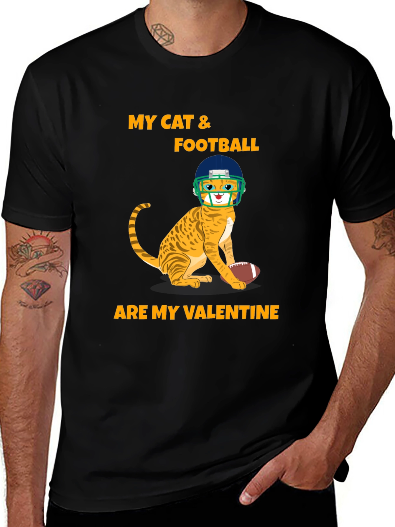 Variant 10 of My Cat & Football Are My Valentine Graphic T-Shirt