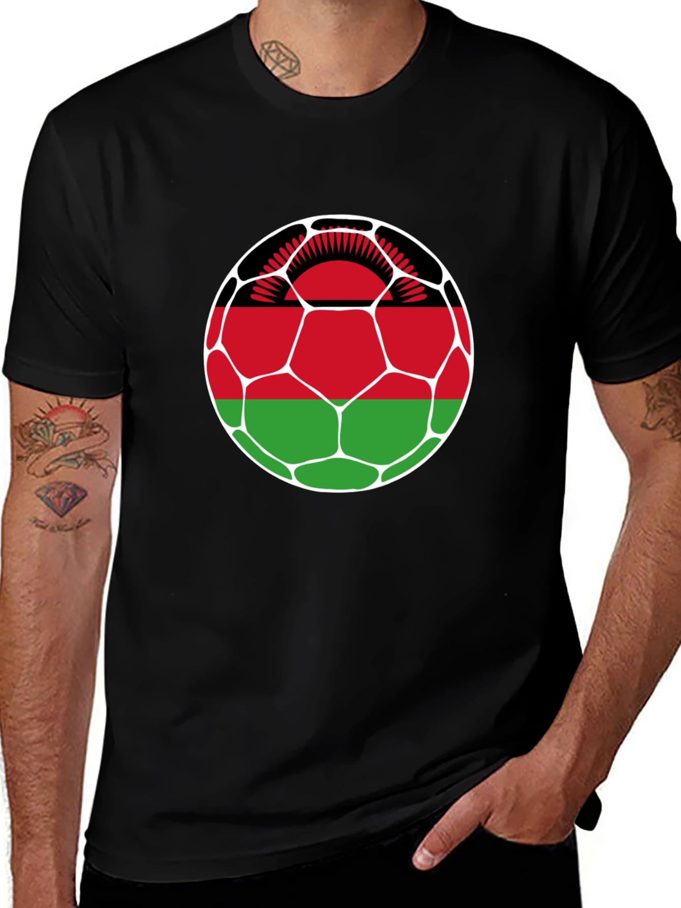 Variant 20 of Malawi Flag Soccer Ball Graphic Tee