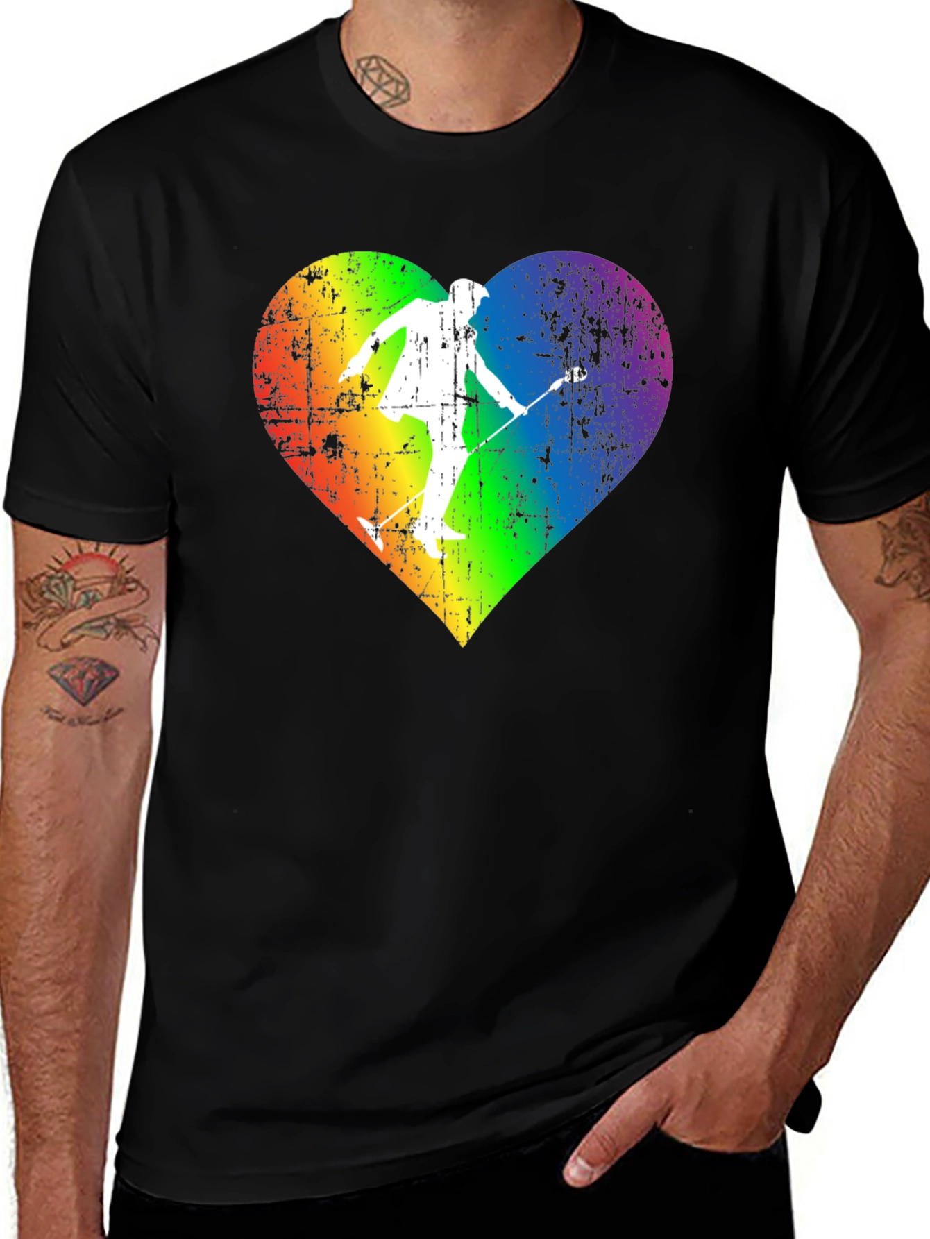 Variant 2 of Rainbow Ski Heart T-Shirt - Unique Graphic Tee