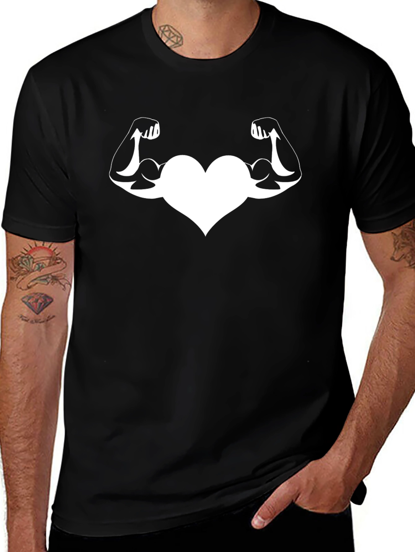 Variant 25 of Heart Muscle Tee - Strong Love Black T-Shirt