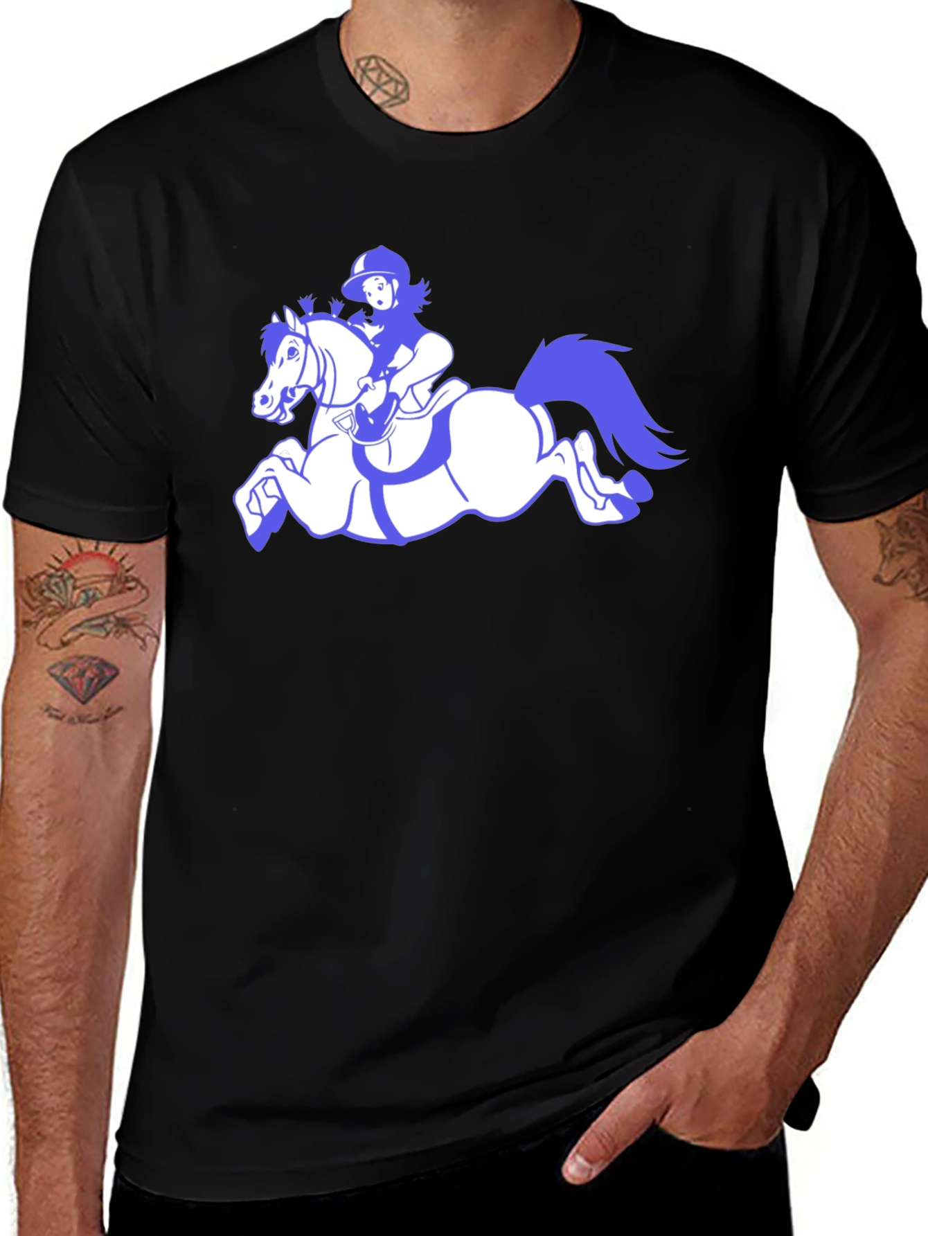 Variant 7 of Equestrian Cartoon Horse Rider Graphic Tee