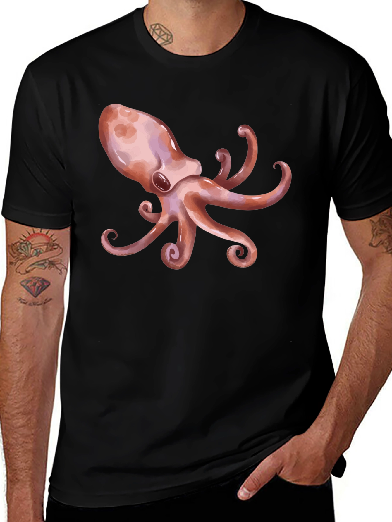 Variant 12 of Octopus Graphic Print Black T-Shirt