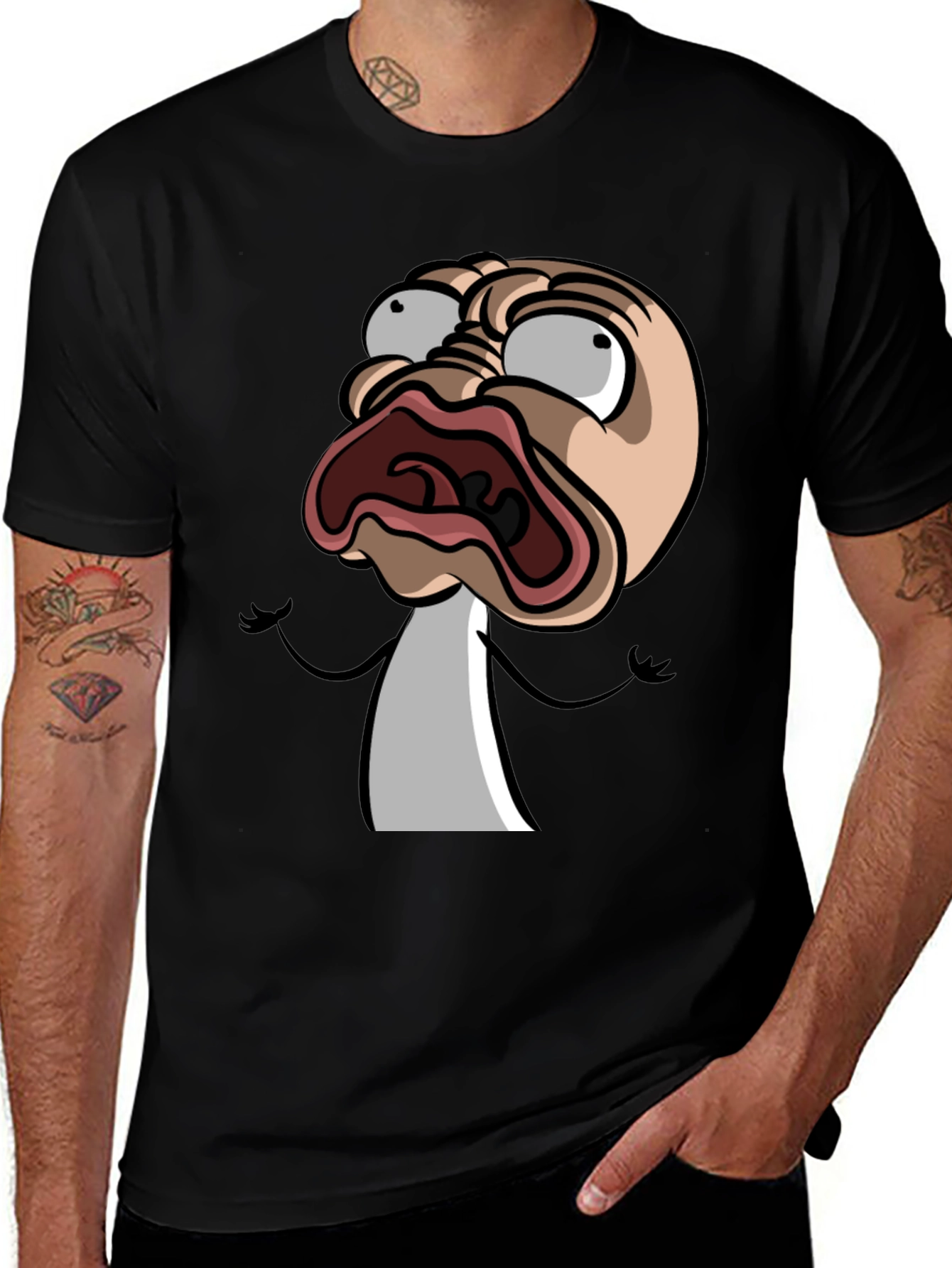 Variant 22 of Funny Cartoon Graphic Print Black T-Shirt