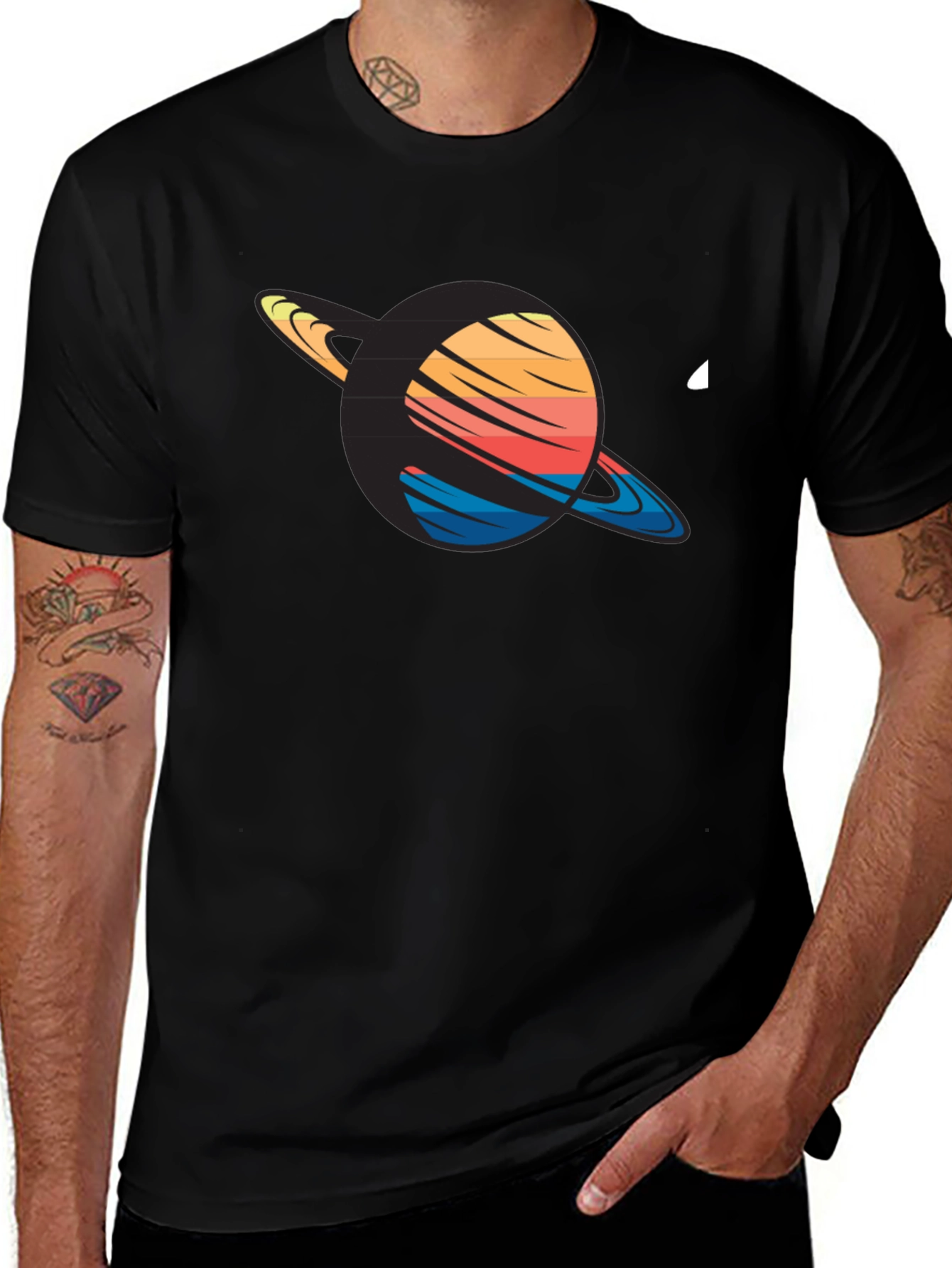 Variant 2 of Retro Saturn Graphic Tee - Stylish Space Design