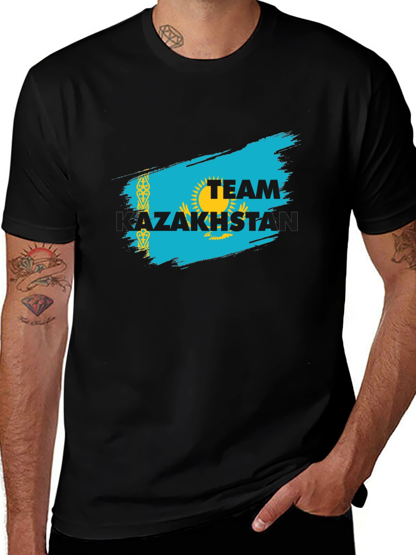 Team Kazakhstan T-Shirt - Black Cotton Tee