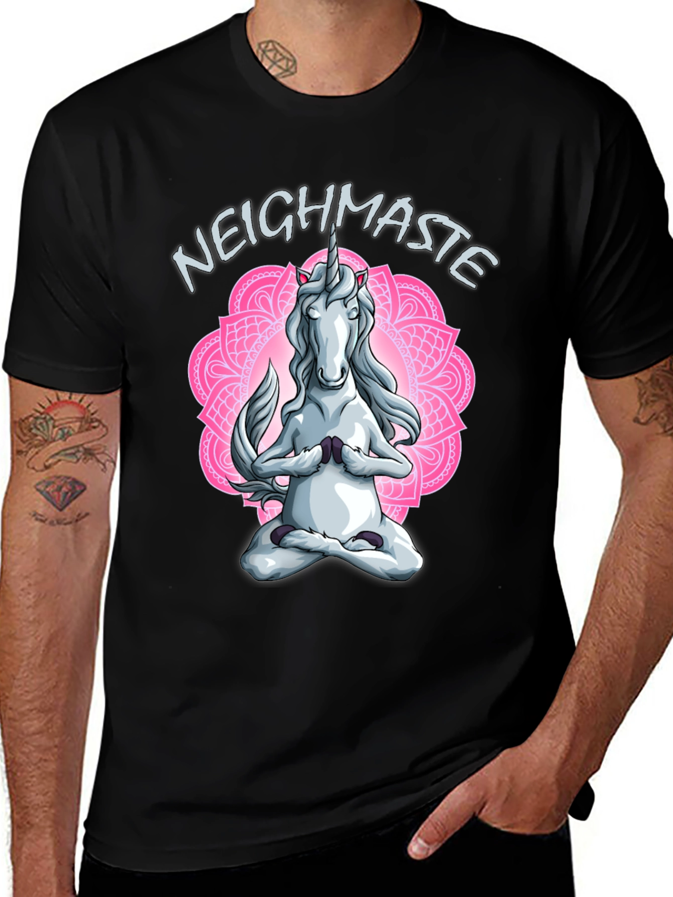 Unicorn "Neighmaste" Yoga Black T-Shirt