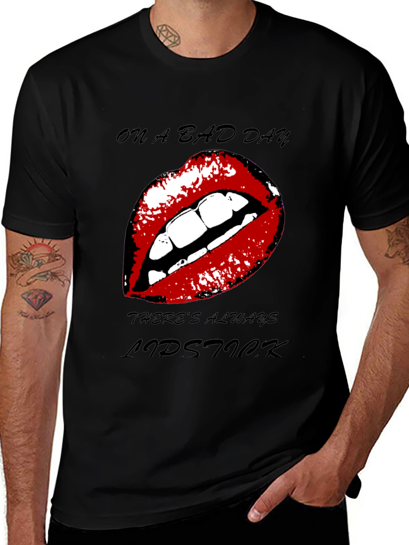 Variant 4 of Lipstick Graphic Tee - On A Bad Day T-Shirt
