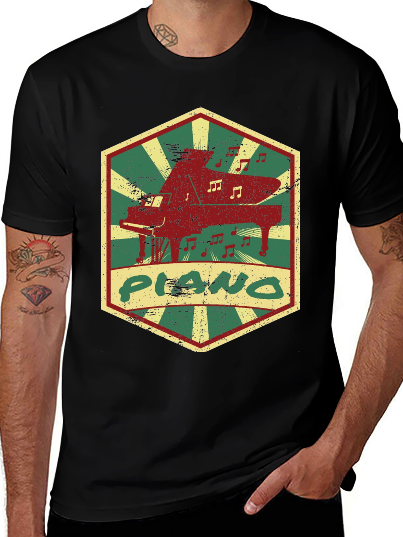 Variant 19 of Vintage Piano Graphic T-Shirt - Musician Tee