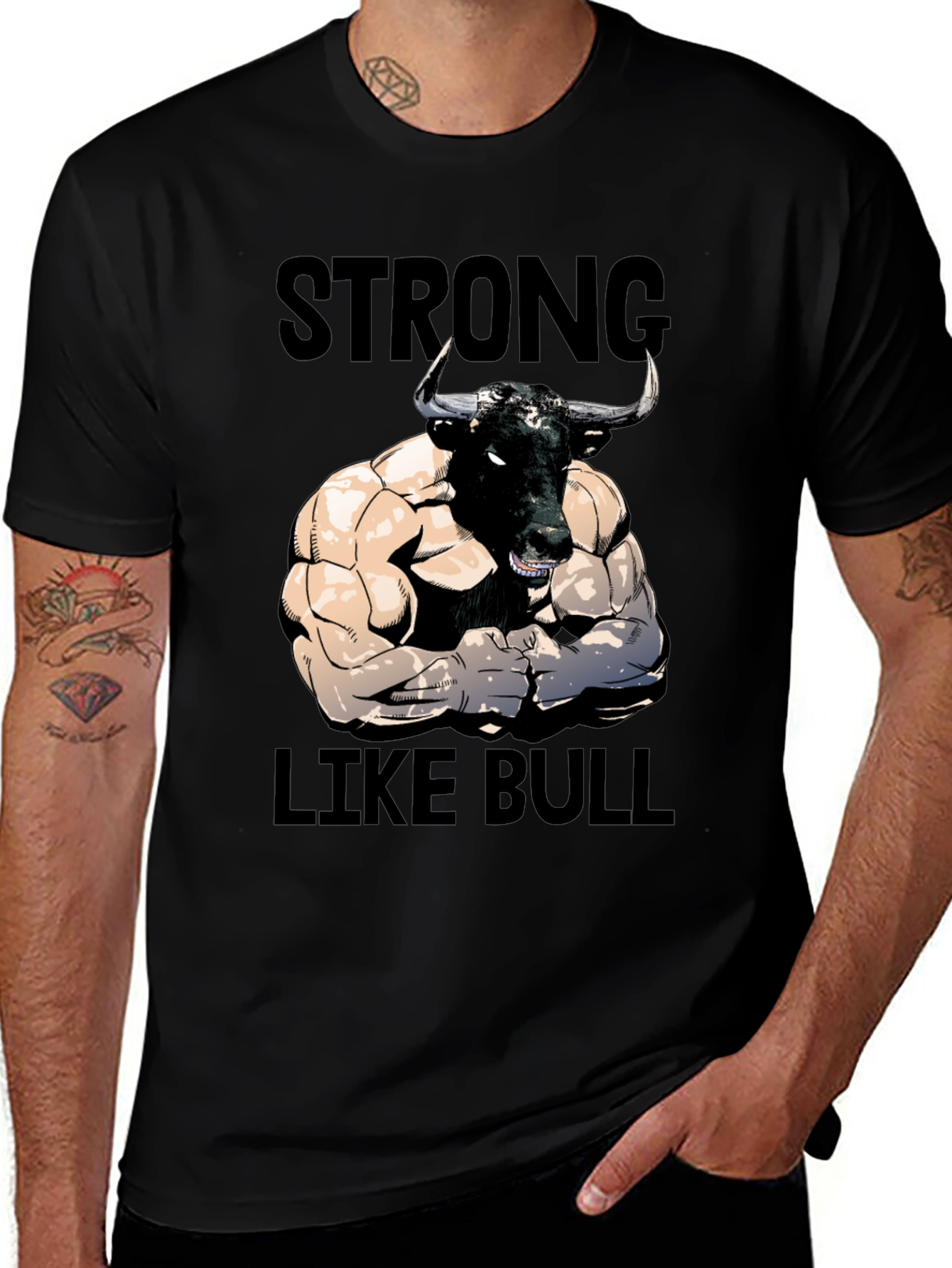 Variant 4 of Strong Like Bull Graphic Tee - Men's Black T-Shirt