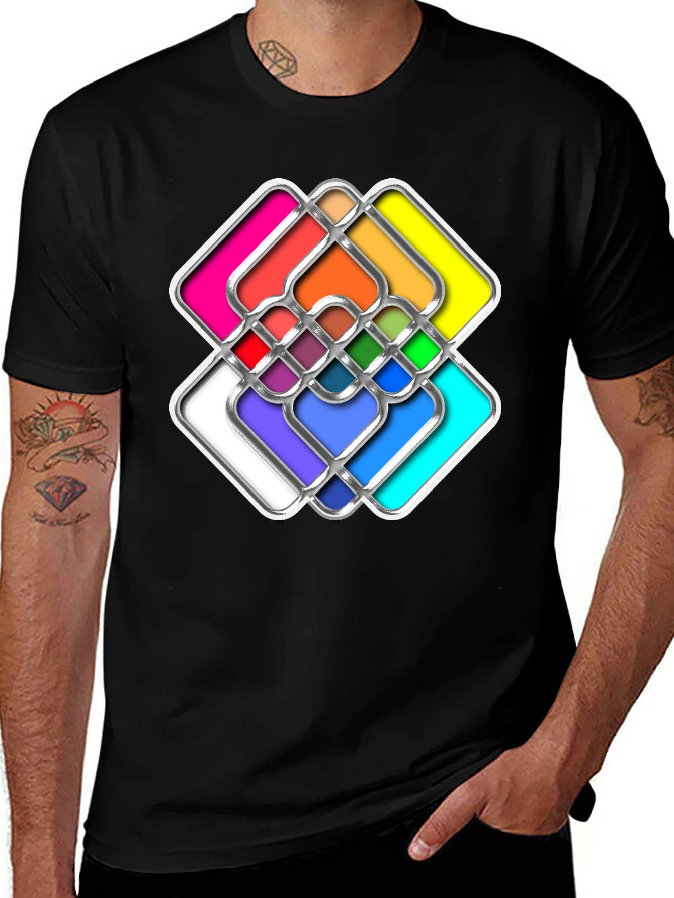 Variant 4 of Abstract Geometric Color Block T-Shirt