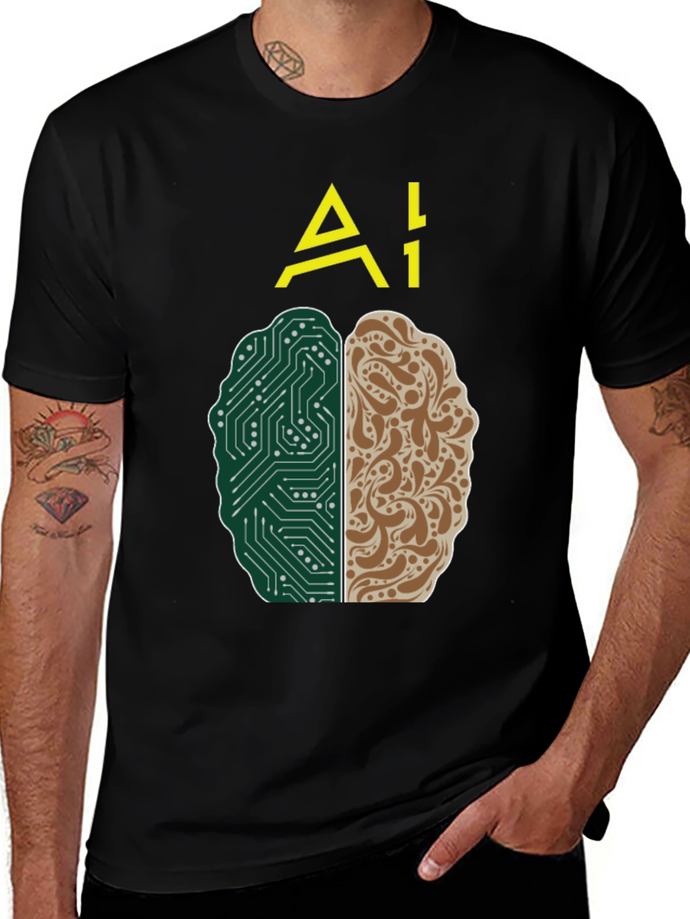 AI Brain T-Shirt - Tech and Human Design