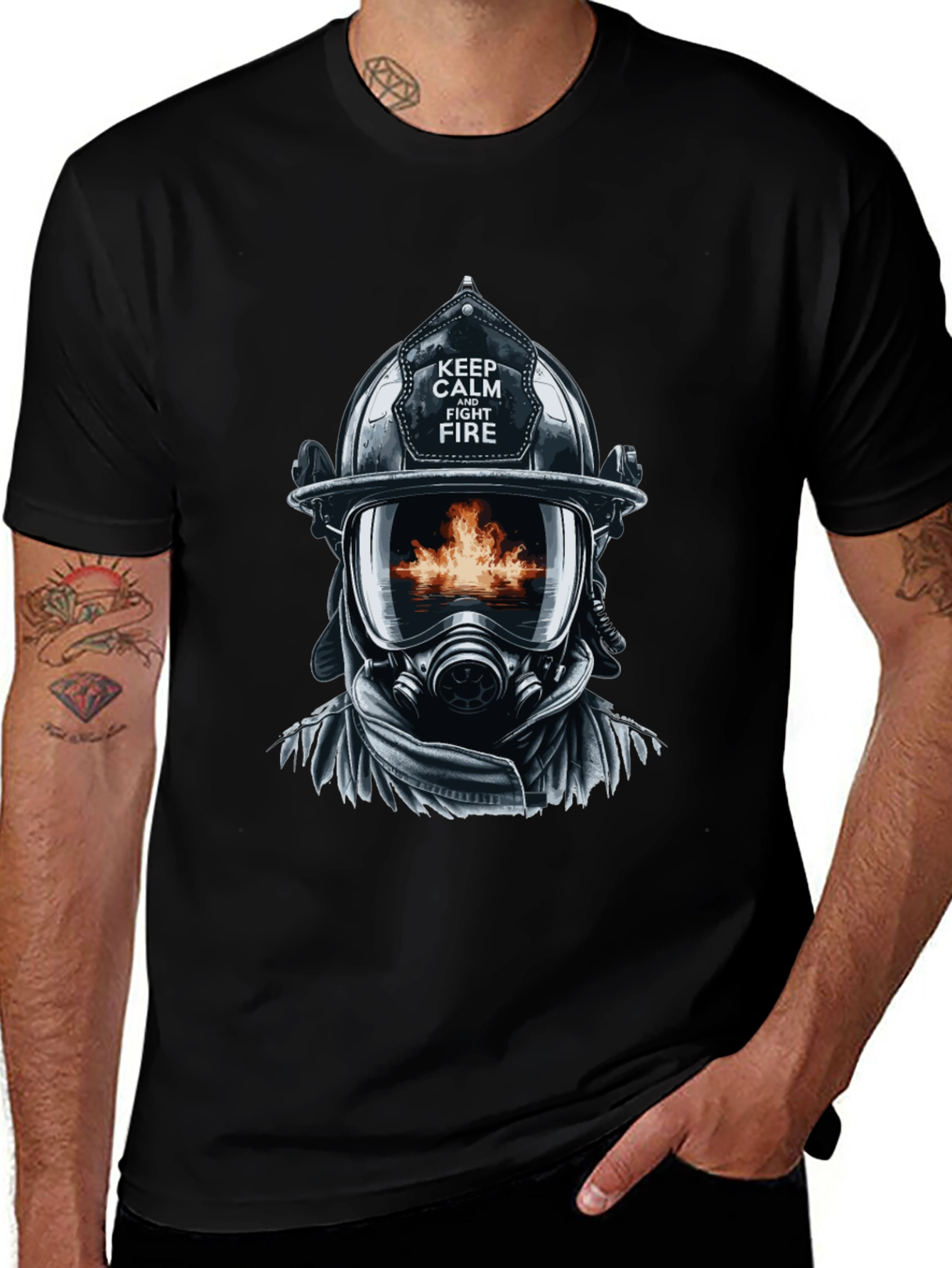 Variant 18 of Firefighter Graphic Tee: Keep Calm & Fight Fire
