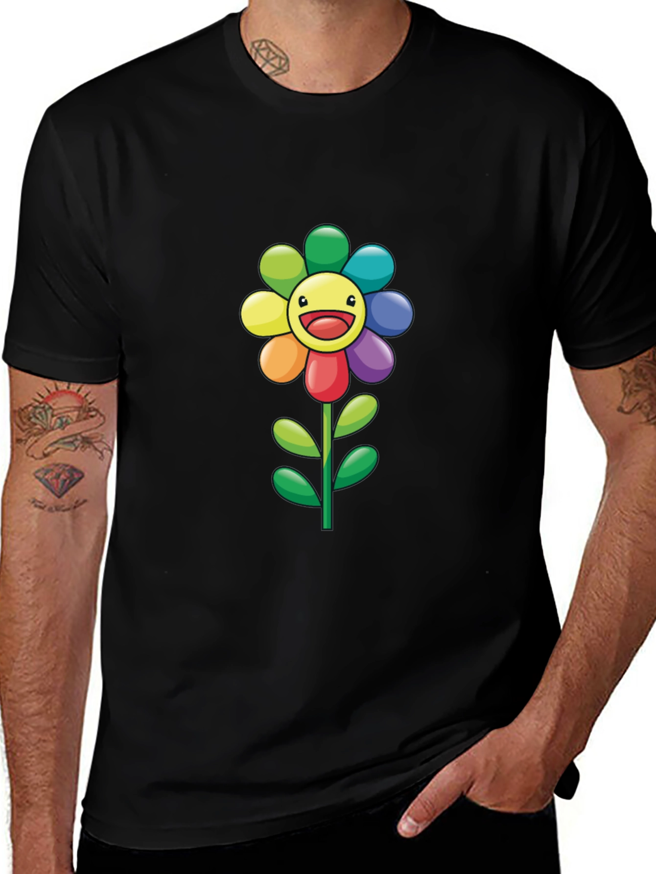Variant 11 of Rainbow Flower Graphic Print Tee