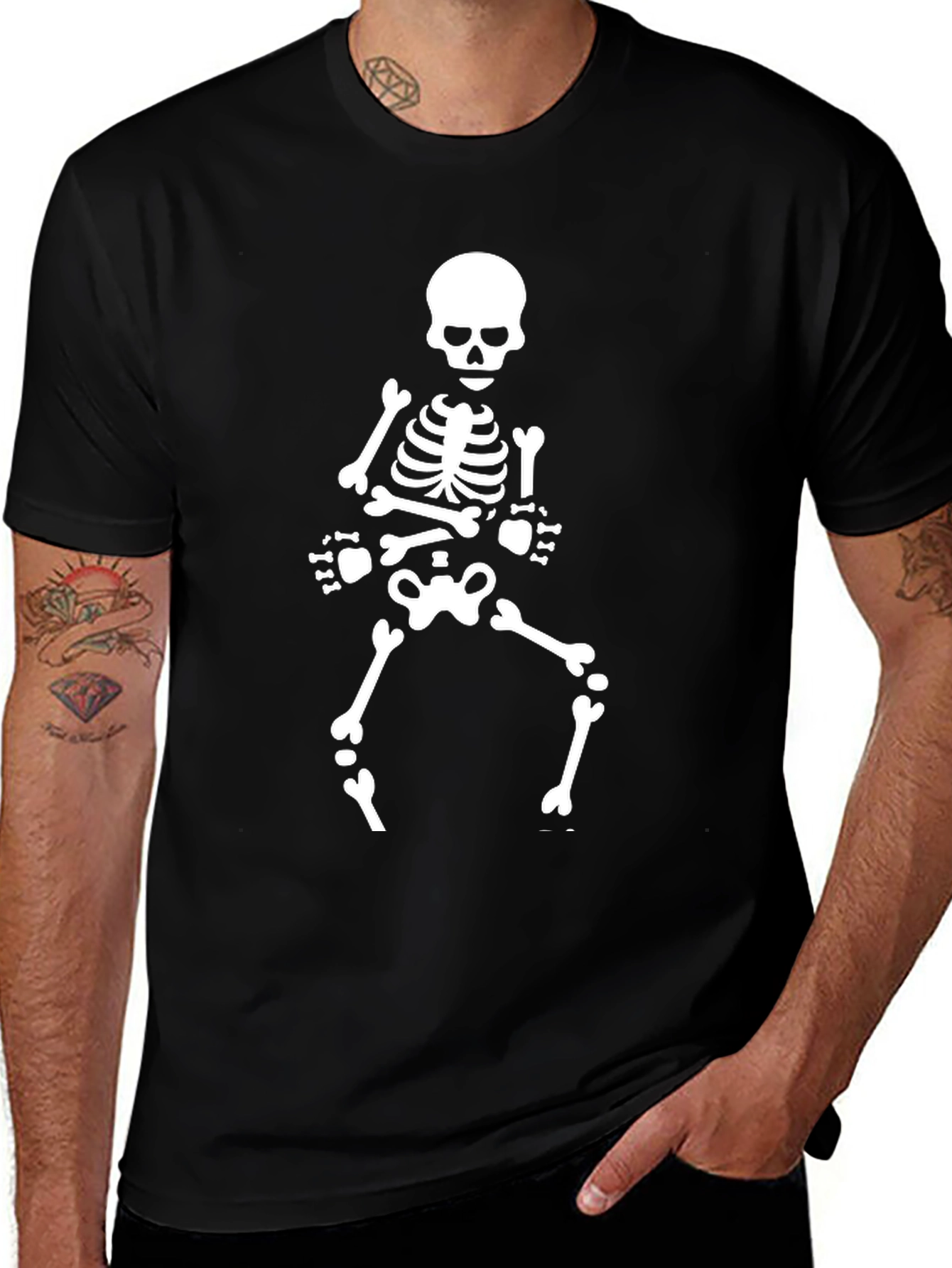 Variant 6 of Skeleton Graphic Tee - Black Cotton T-Shirt