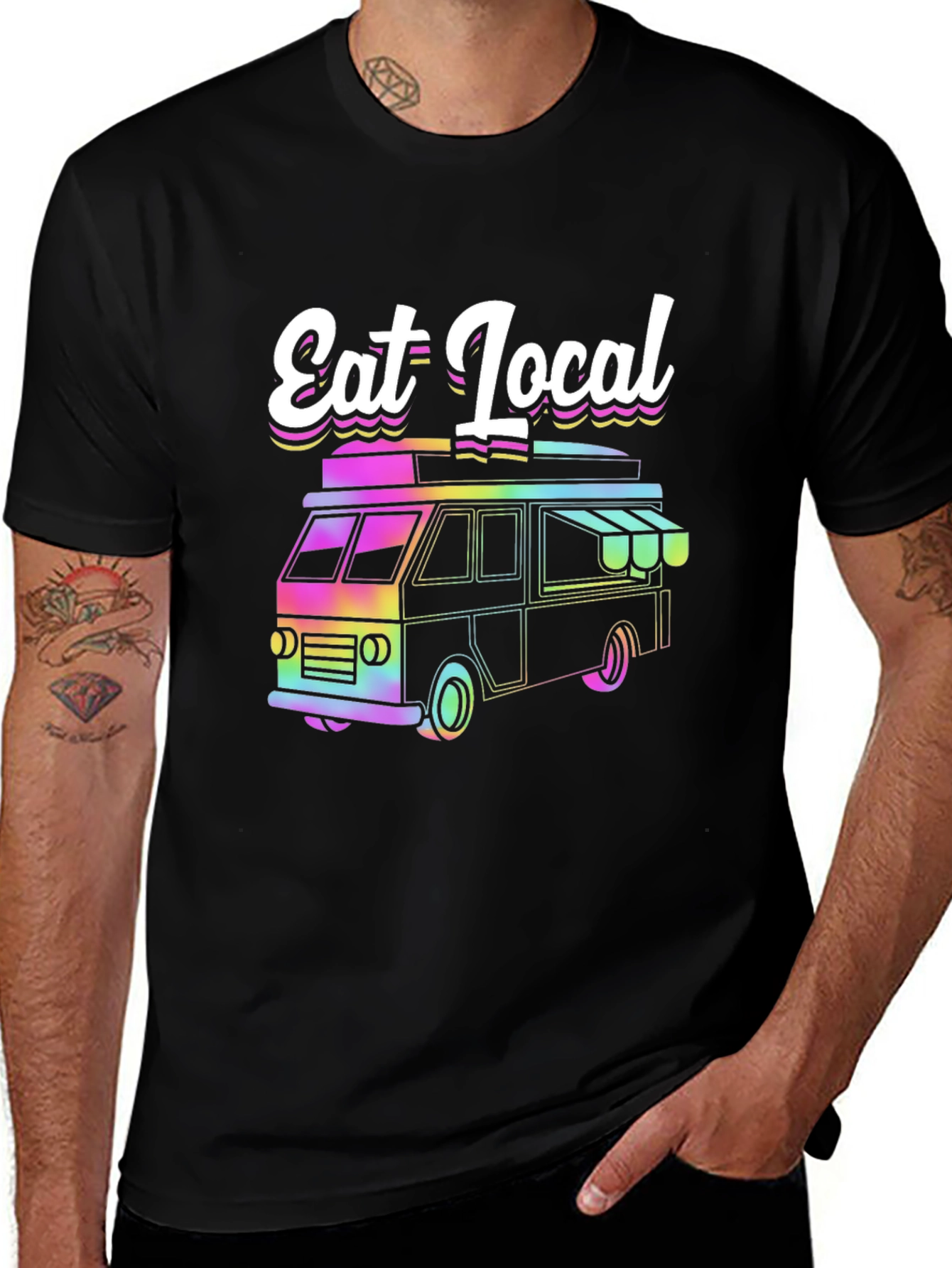 Variant 23 of Eat Local T-Shirt, Food Truck Tee, Funky Design