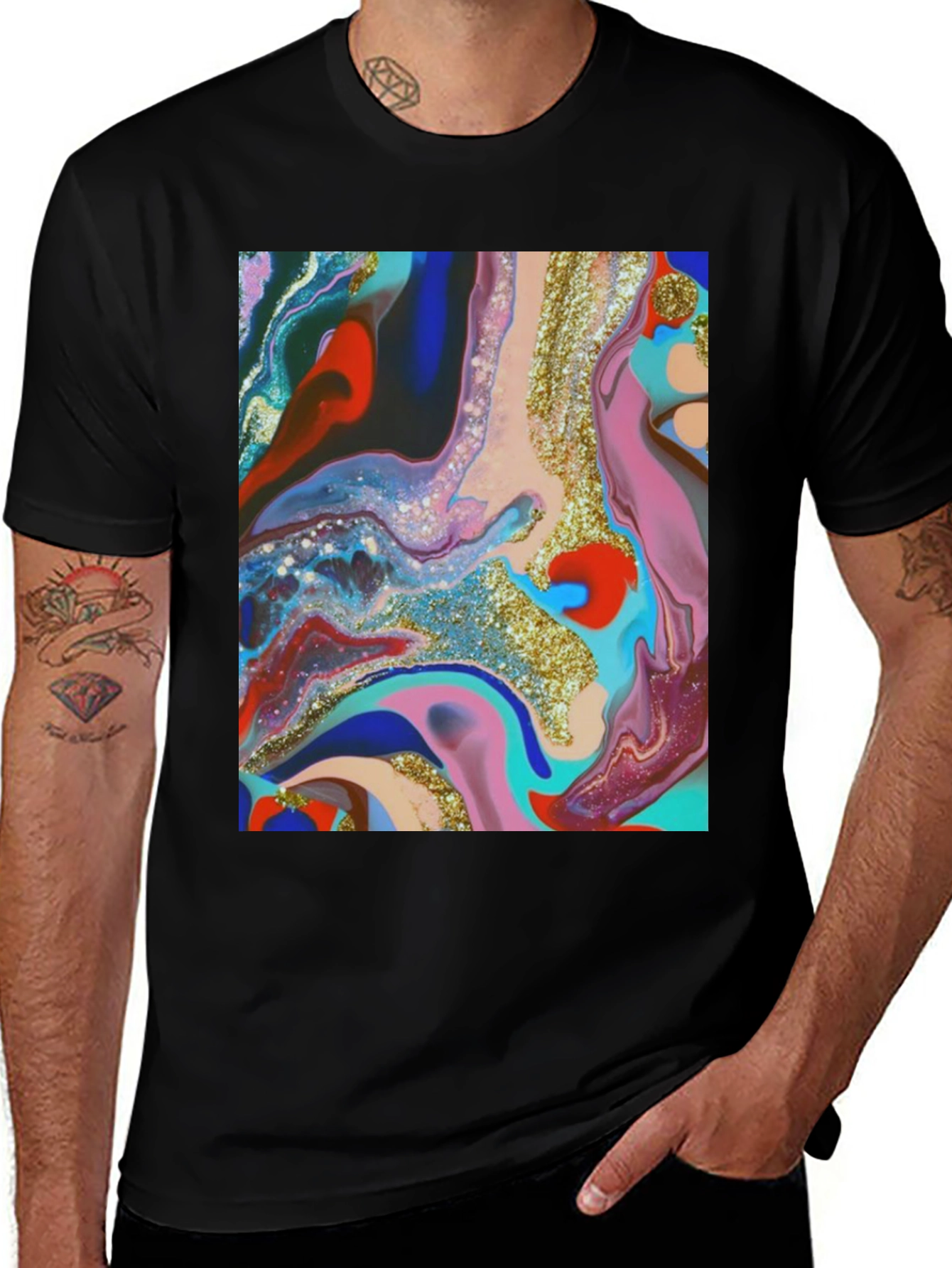 Variant 16 of Abstract Art Print Black T-Shirt