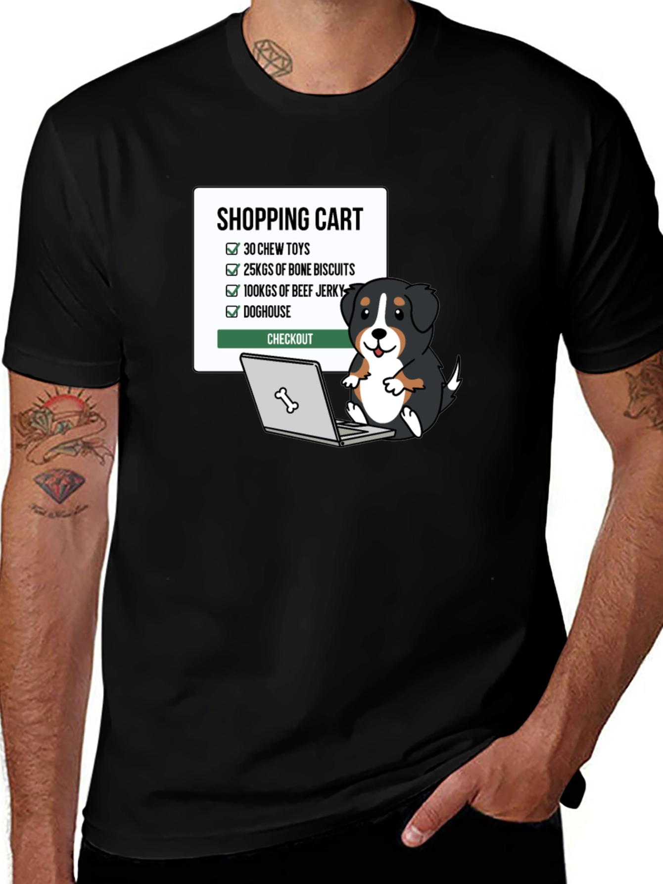 Funny Dog Lover T-Shirt - Shopping Cart Design