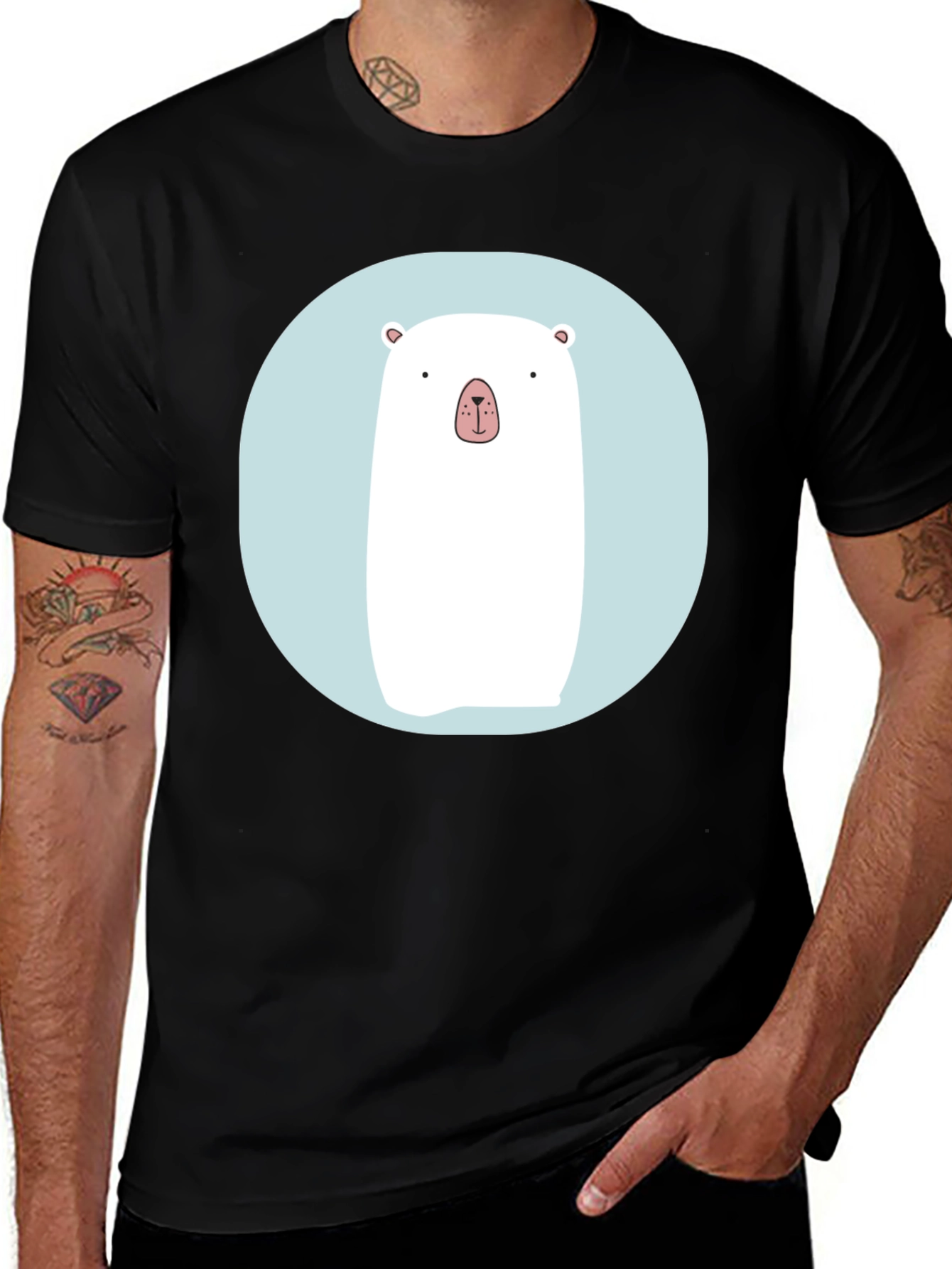 Variant 25 of Cute Polar Bear Graphic T-Shirt - Black