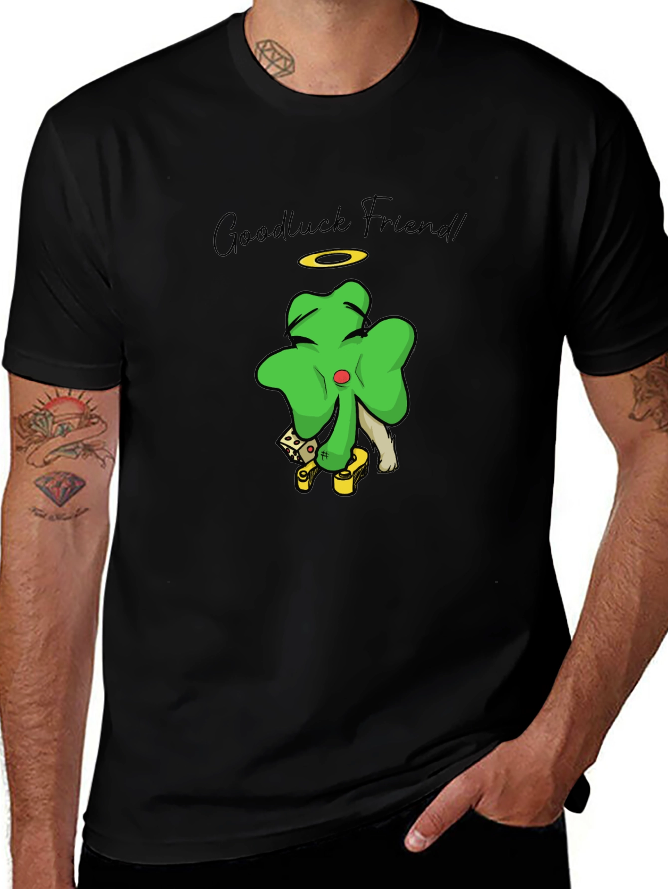Variant 17 of Lucky Shamrock Graphic Tee - 'Goodluck Friend!'