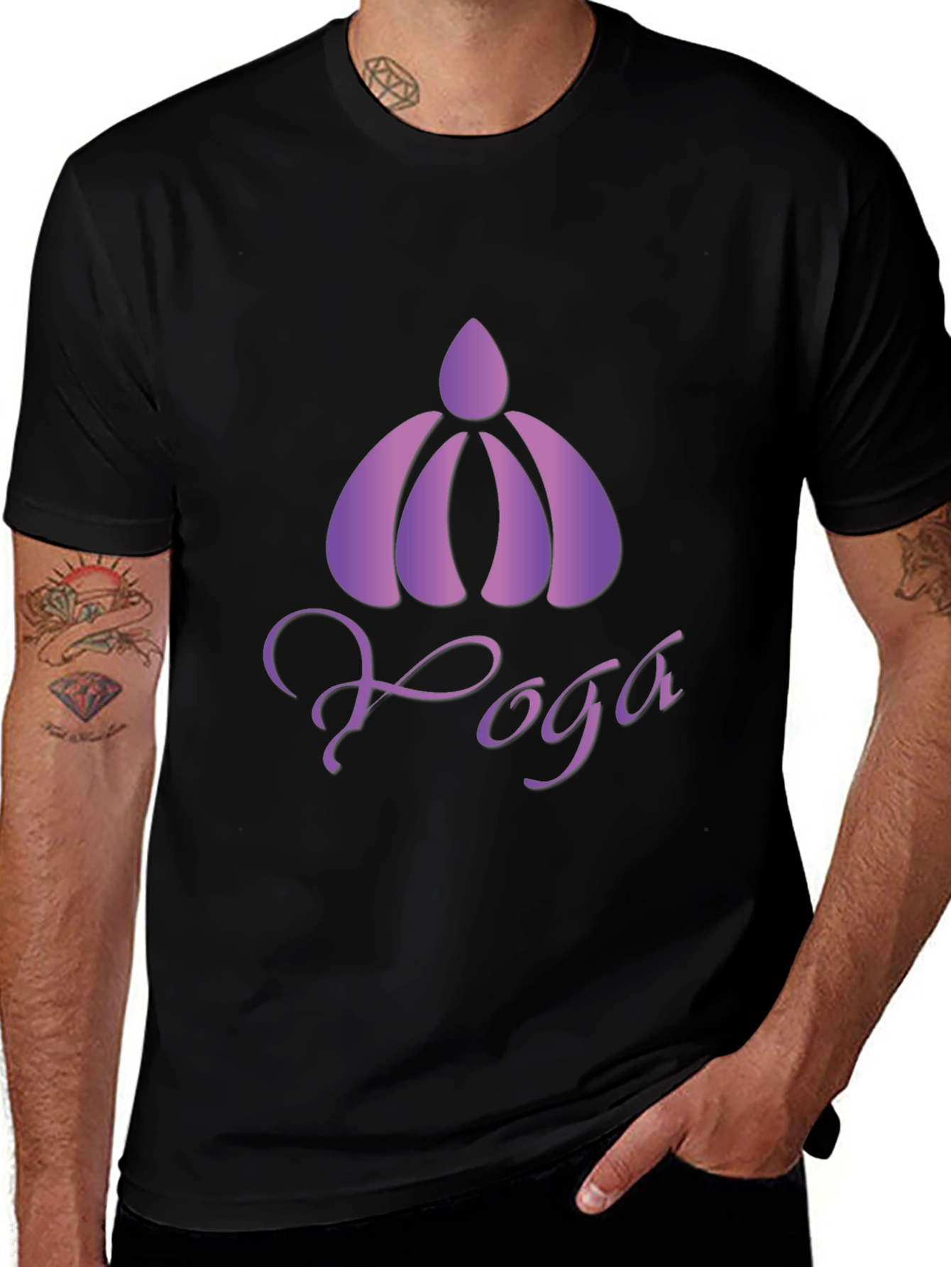 Variant 30 of Yoga Lotus Graphic Tee - Men's Black T-Shirt