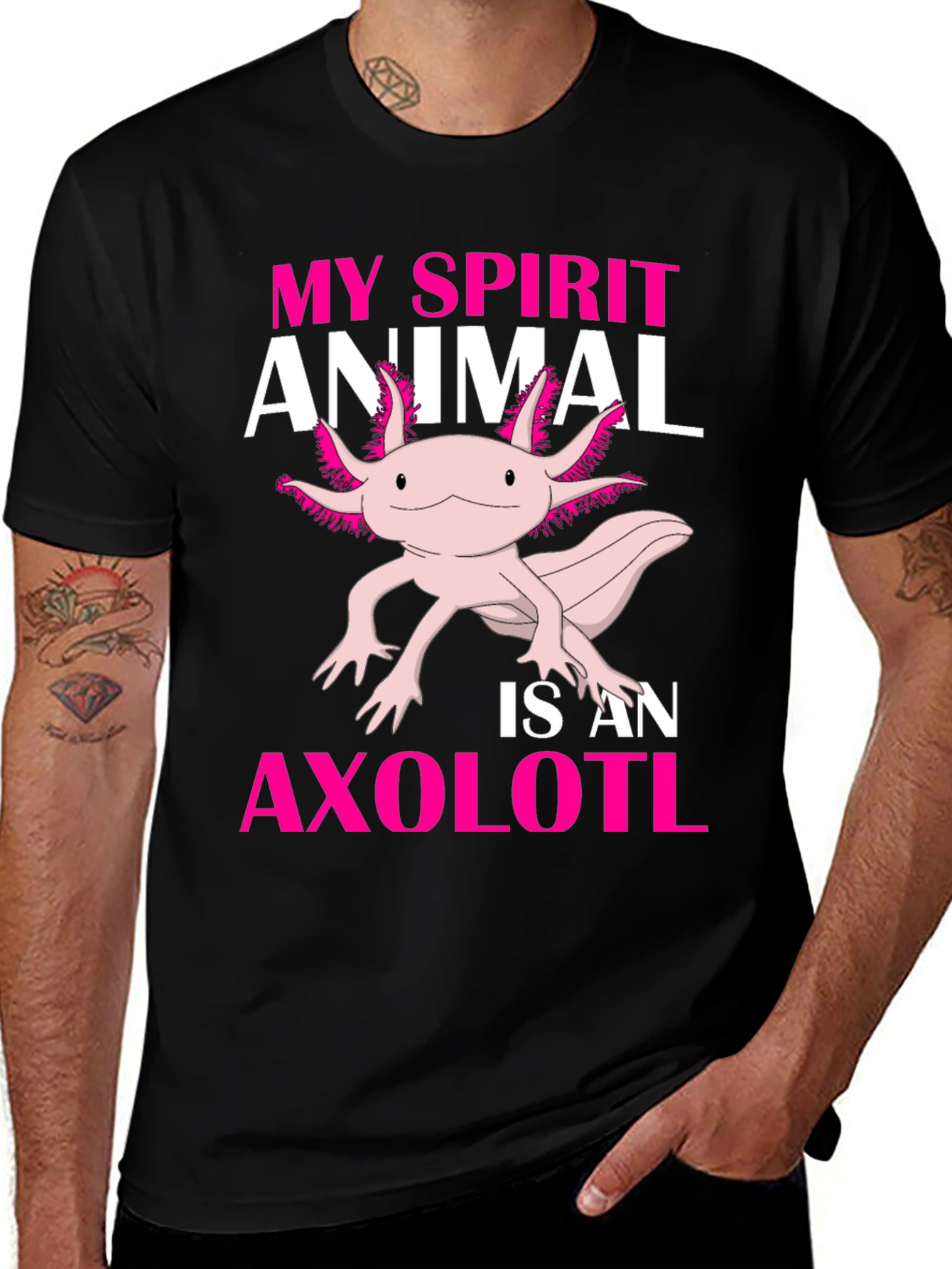 Variant 25 of Axolotl Spirit Animal Graphic Tee - Black