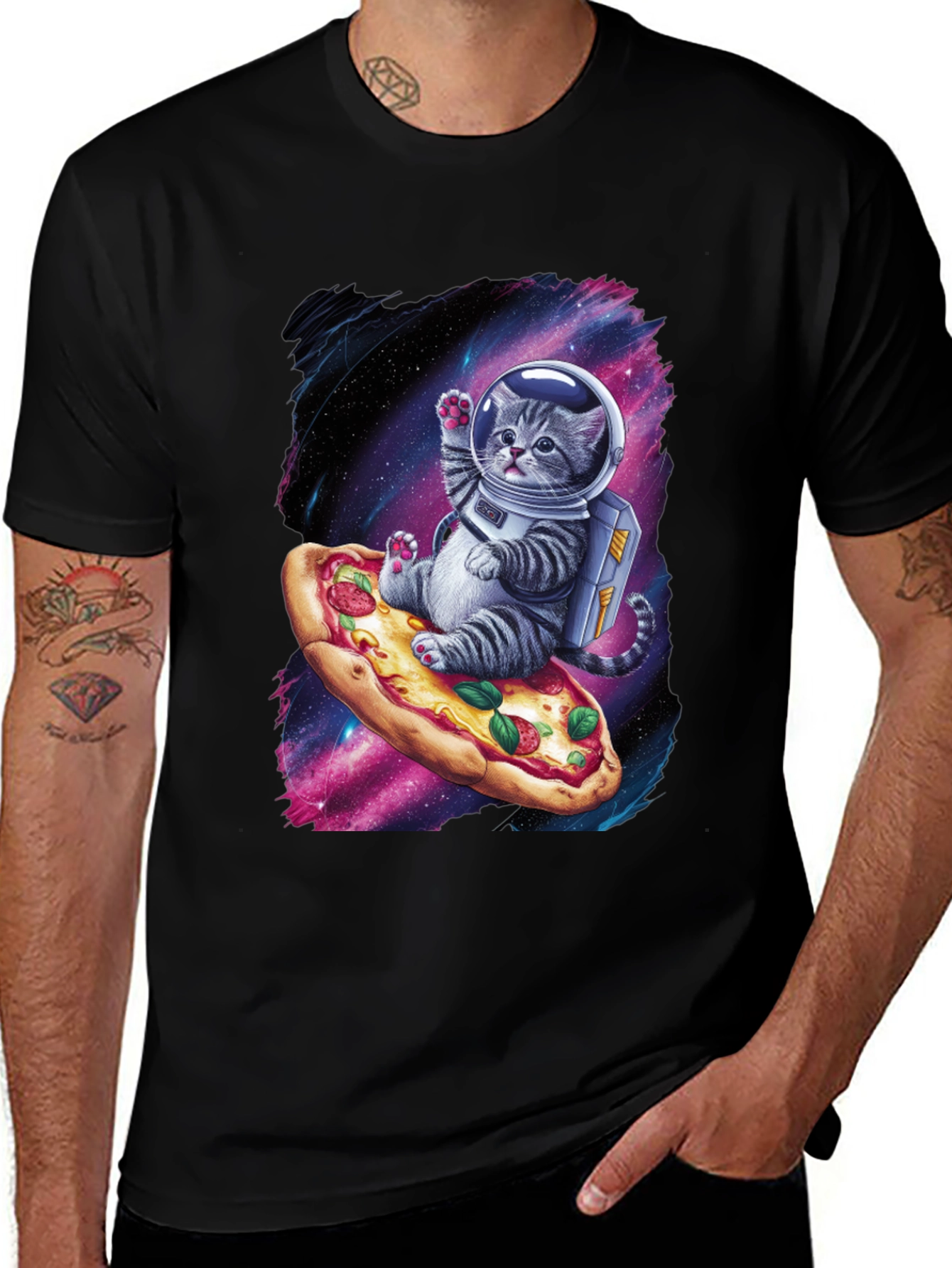 Variant 30 of Catstronaut Pizza Ride Tee