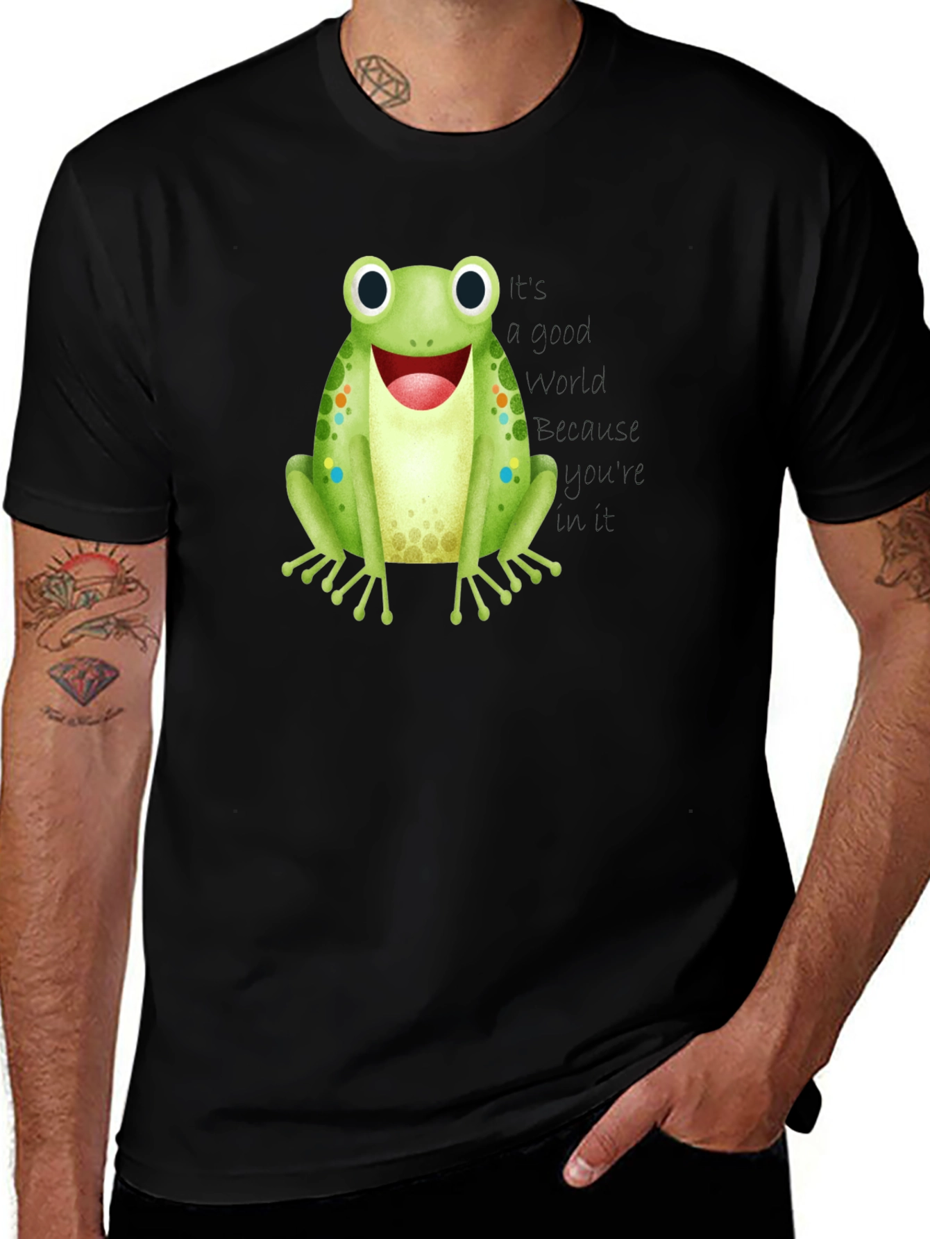 Black Frog Graphic Black T-Shirt - Men's Casual Tee main image