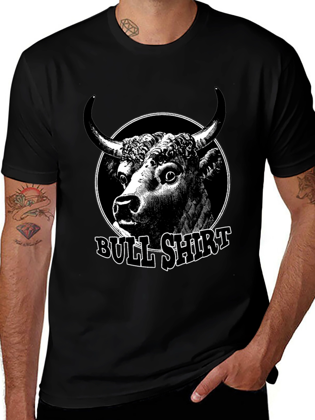 Variant 6 of Bull Shirt Graphic Tee - Mens Black Cotton T-Shirt