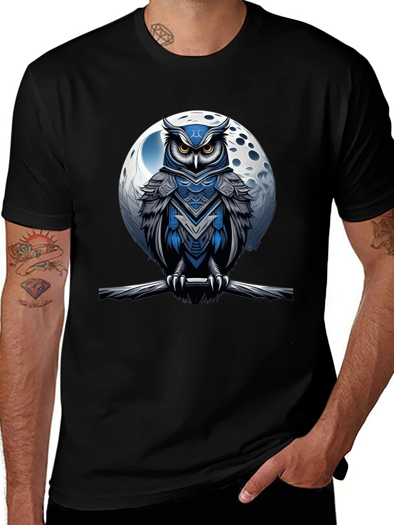 Owl Knight T-Shirt - Moonlit Warrior Design