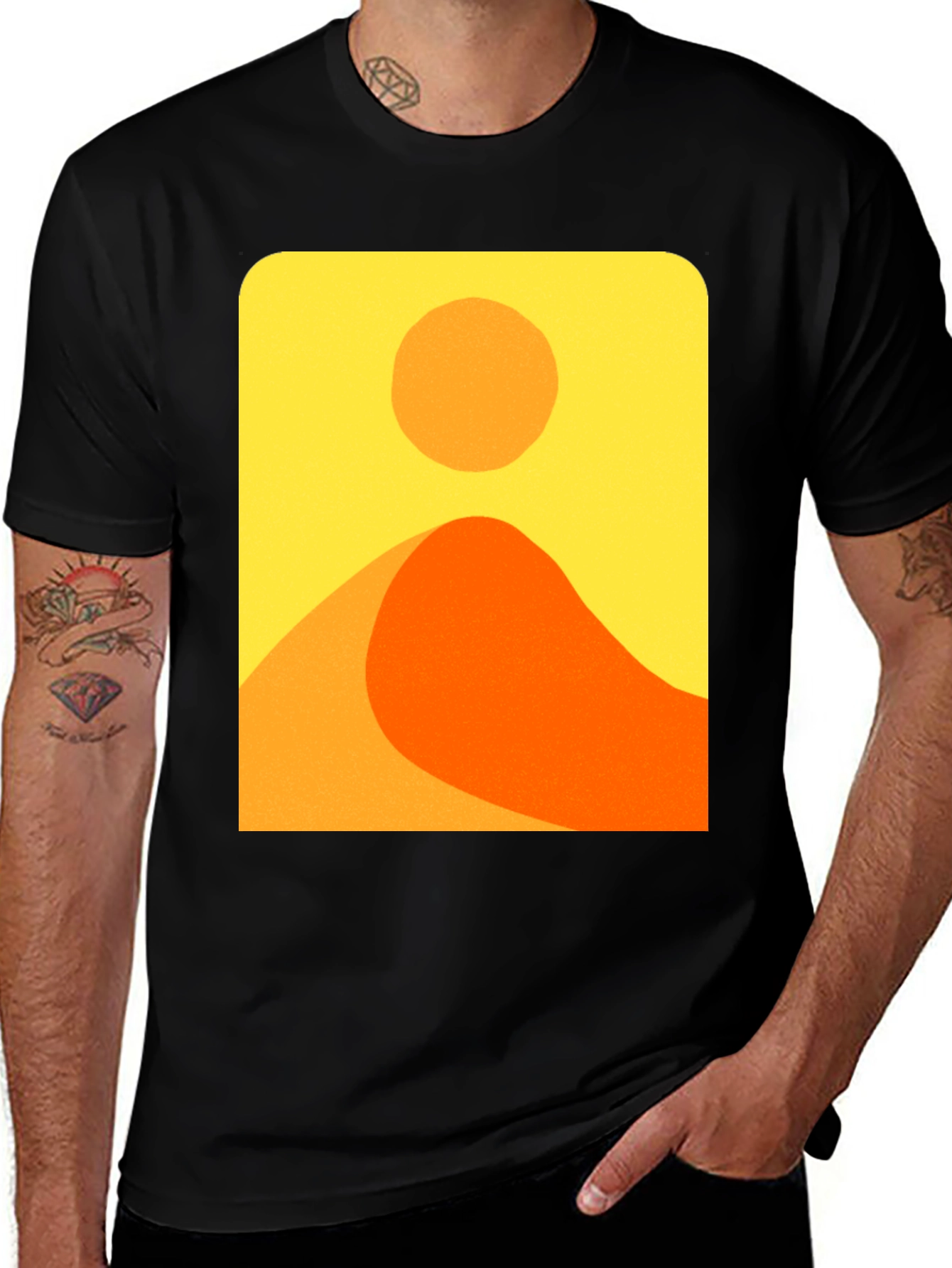 Variant 3 of Minimalist Desert Scene Graphic Tee - Soft Cotton Black T-Shirt