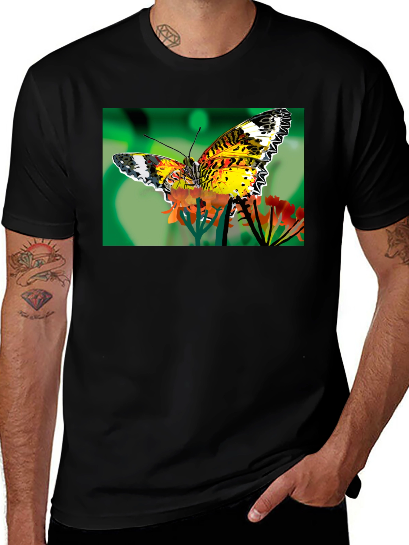 Variant 21 of Butterfly Graphic Black T-Shirt