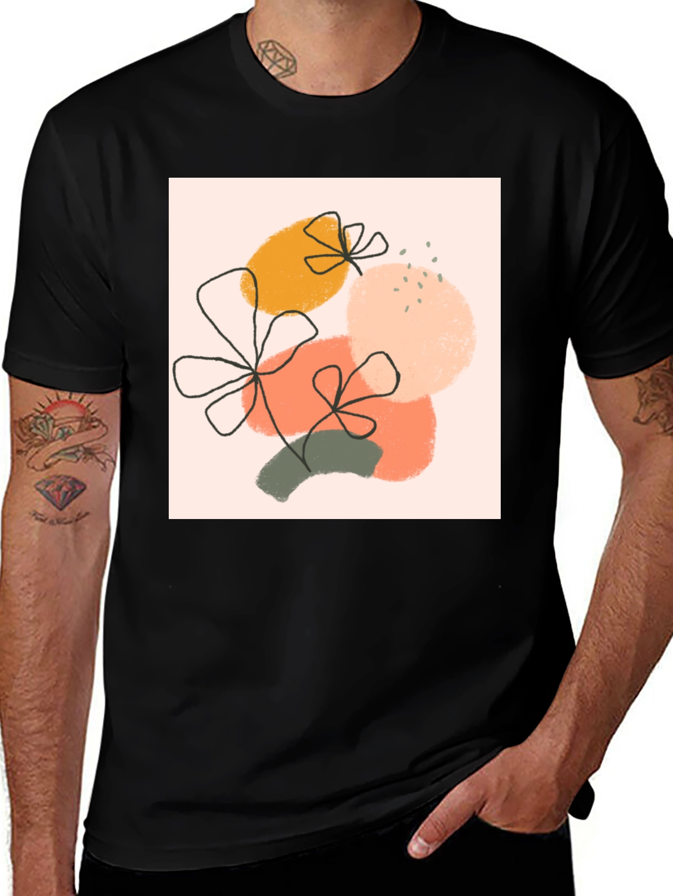 Variant 6 of Abstract Floral Graphic Tee - Modern Art Shirt